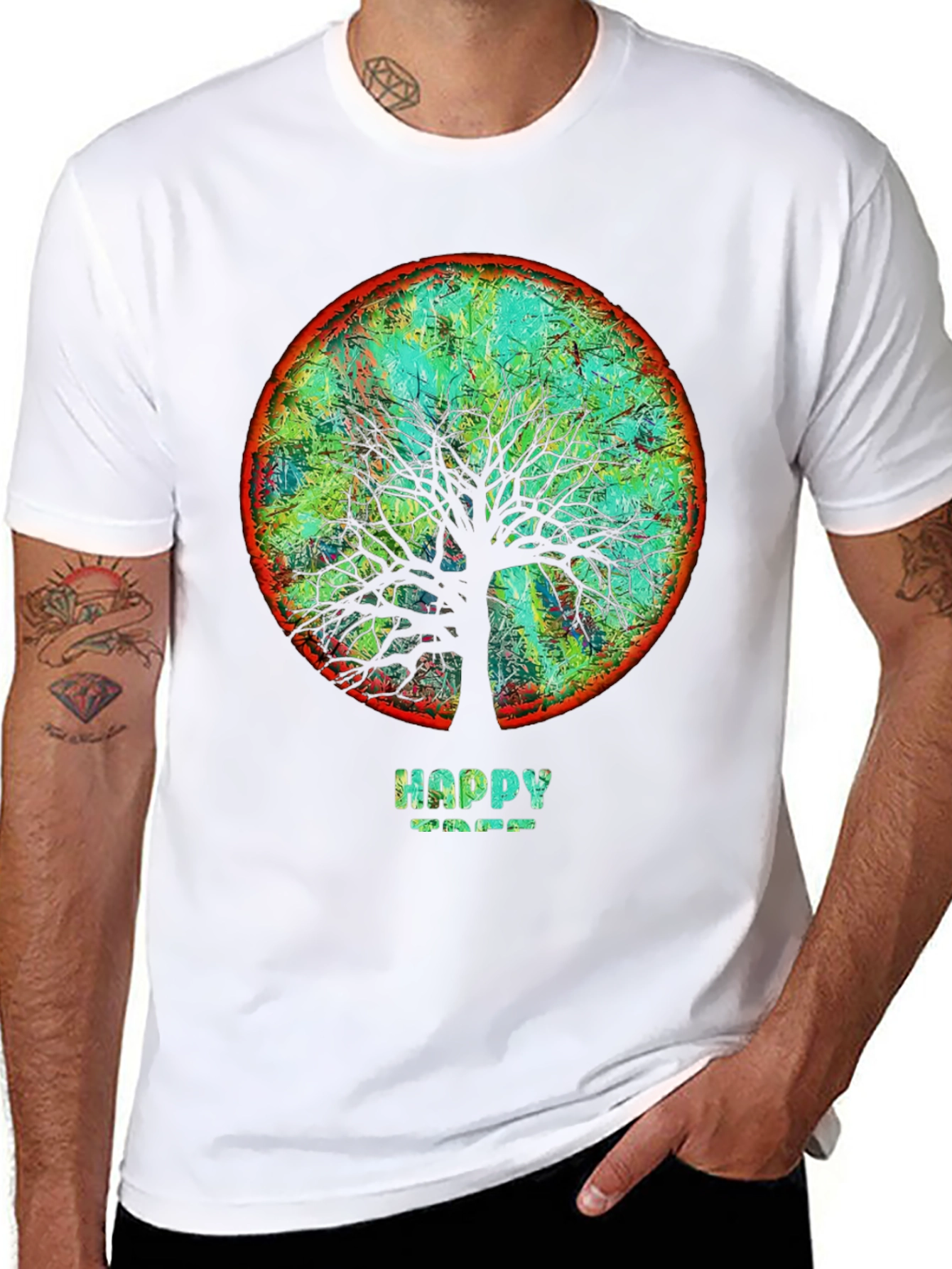 Happy Tree Graphic Tee - Round Design