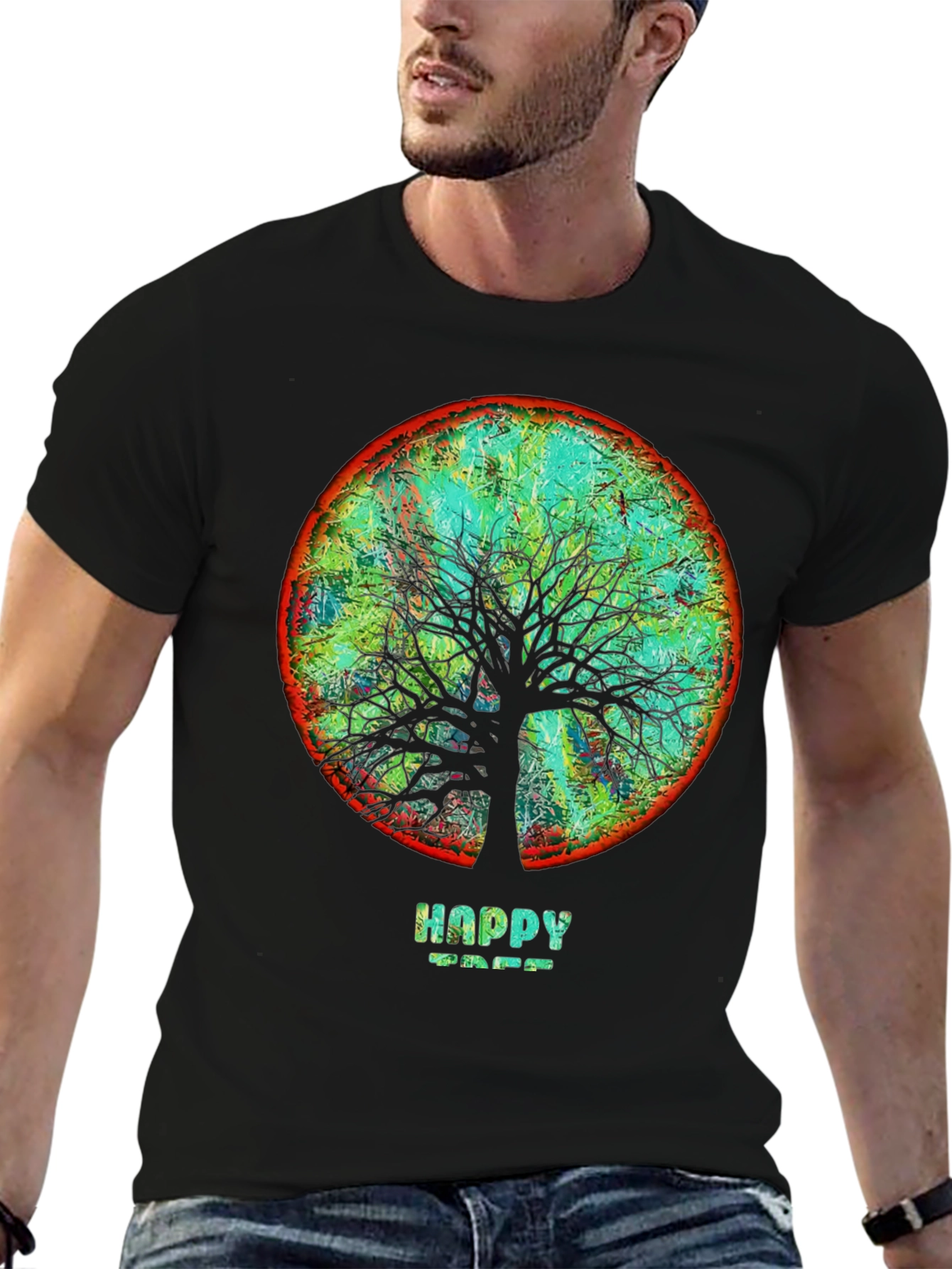 Happy Tree Graphic Tee - Round Design