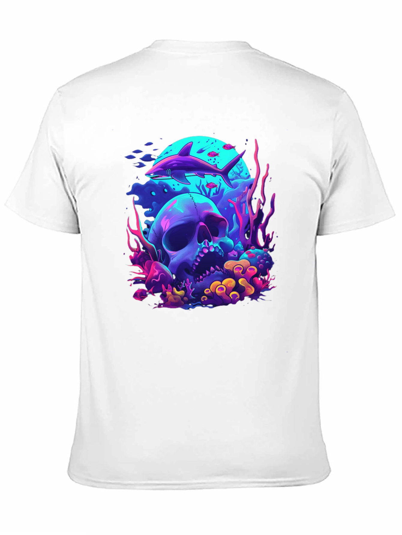 Neon Shark & Skull Graphic Tee - Unique Style