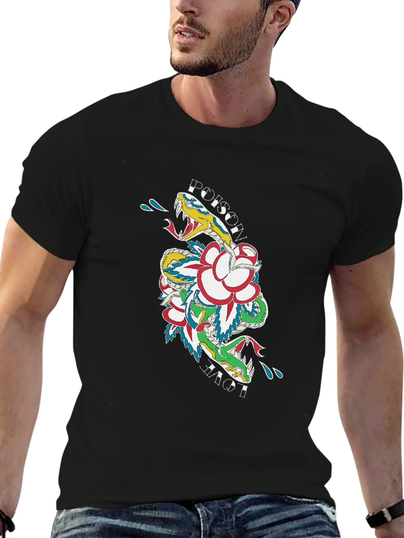 Poison Love Snake Graphic T-Shirt - Edgy Streetwear