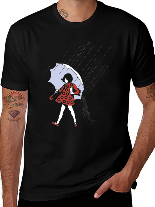 Rainy Day T-Shirt: Polka Dot Dress & Umbrella