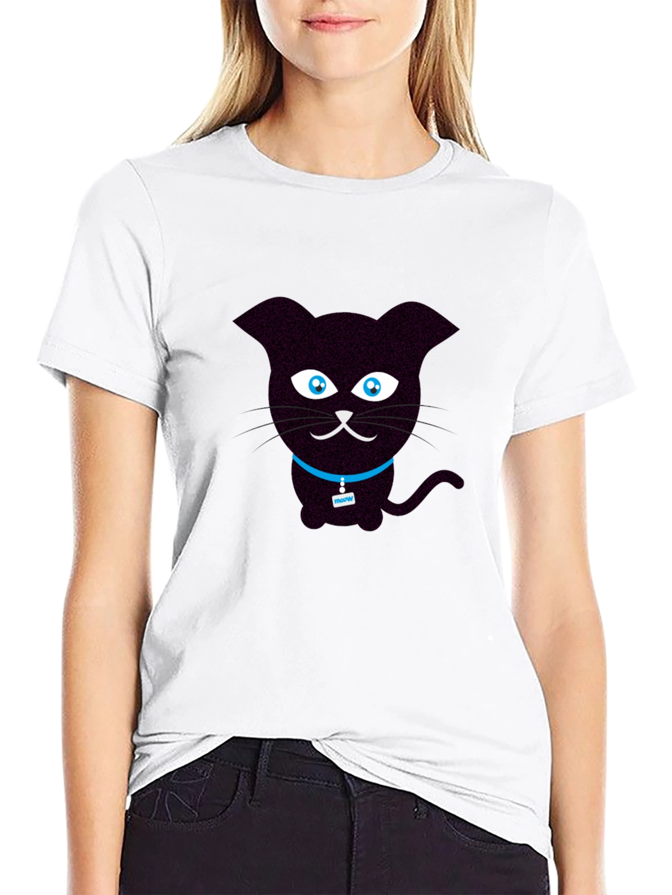 Cute Cartoon Black Cat T-Shirt
