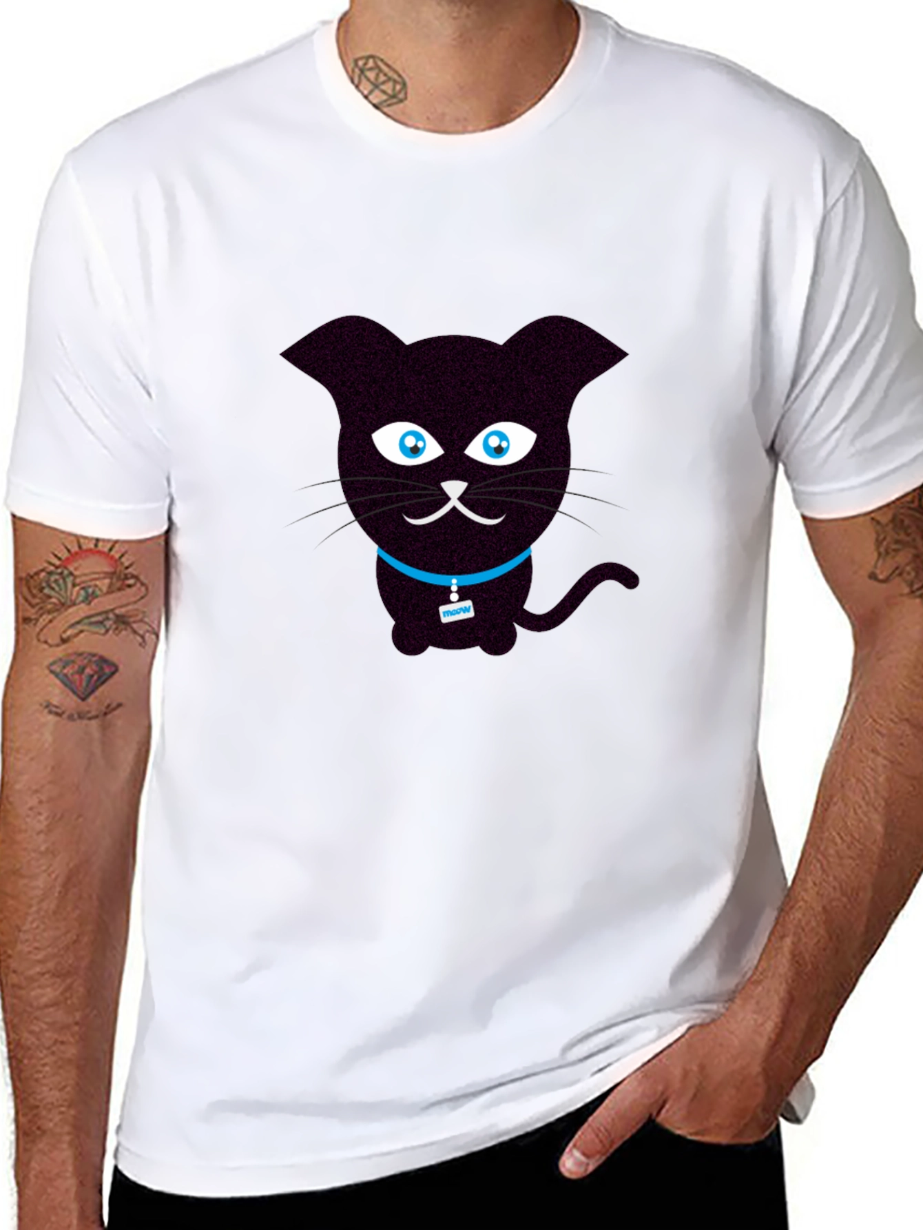 Cute Cartoon Black Cat T-Shirt