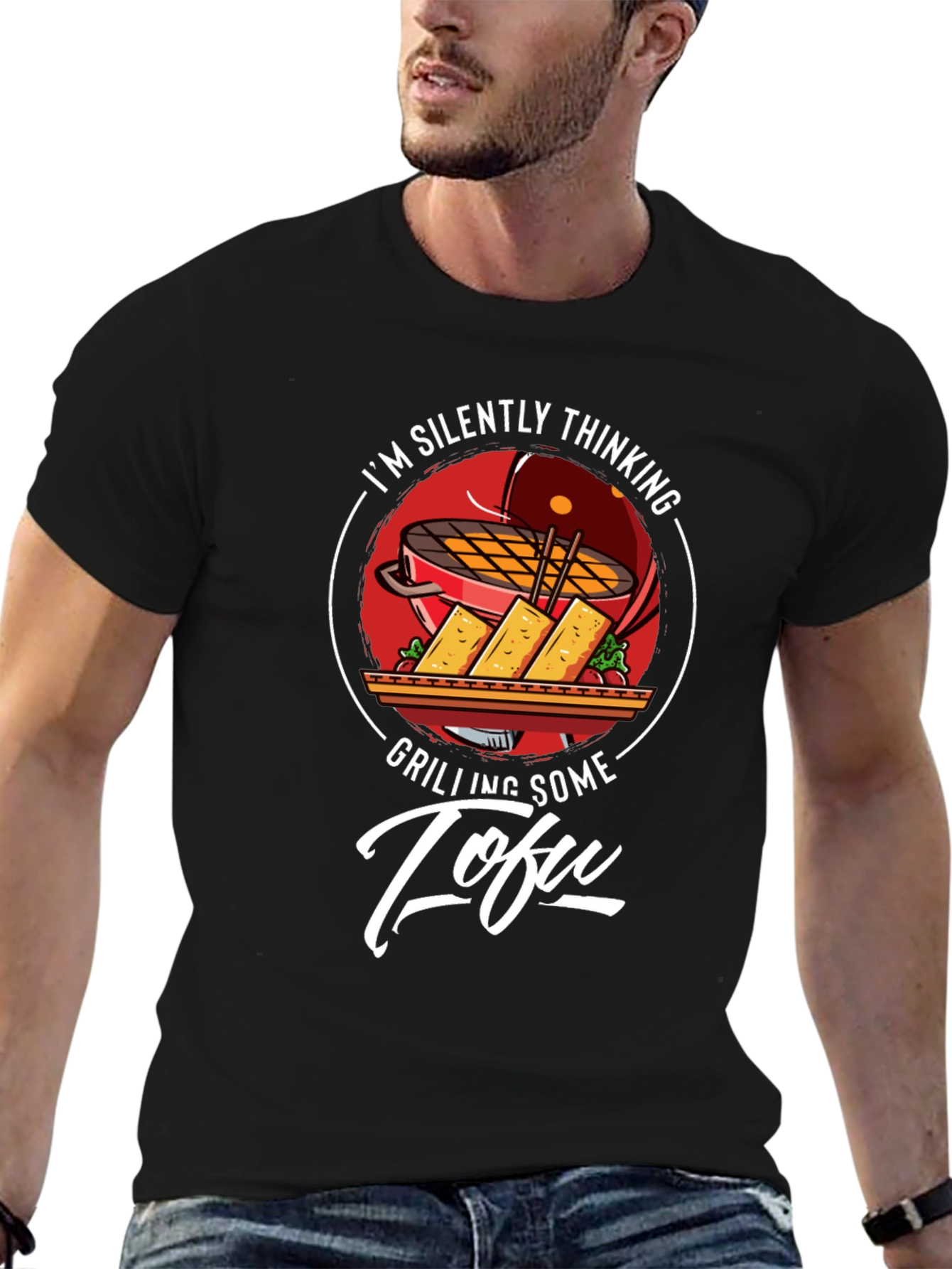 Grilling Tofu Graphic T-Shirt - Vegetarian BBQ