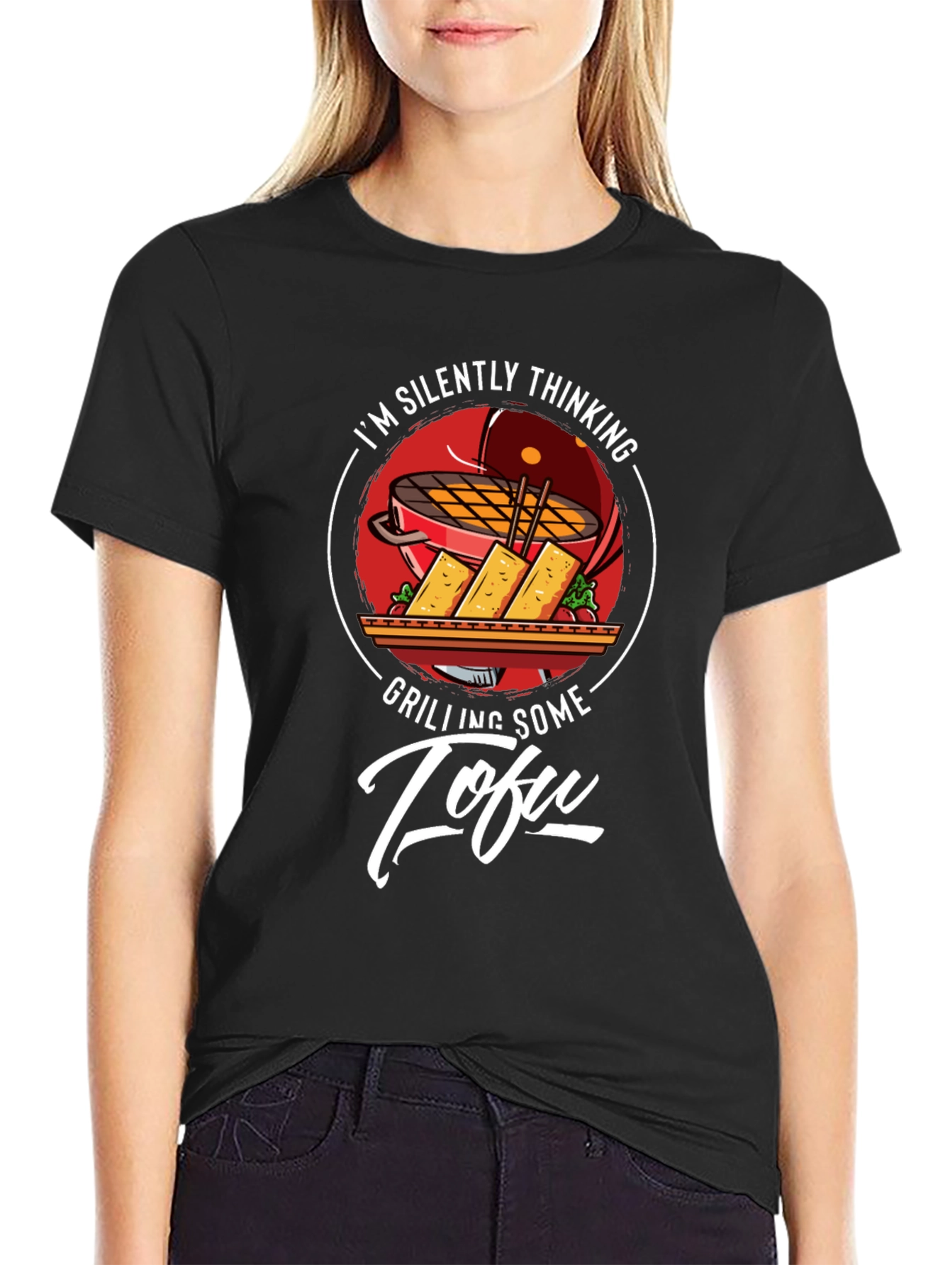 Grilling Tofu Graphic T-Shirt - Vegetarian BBQ