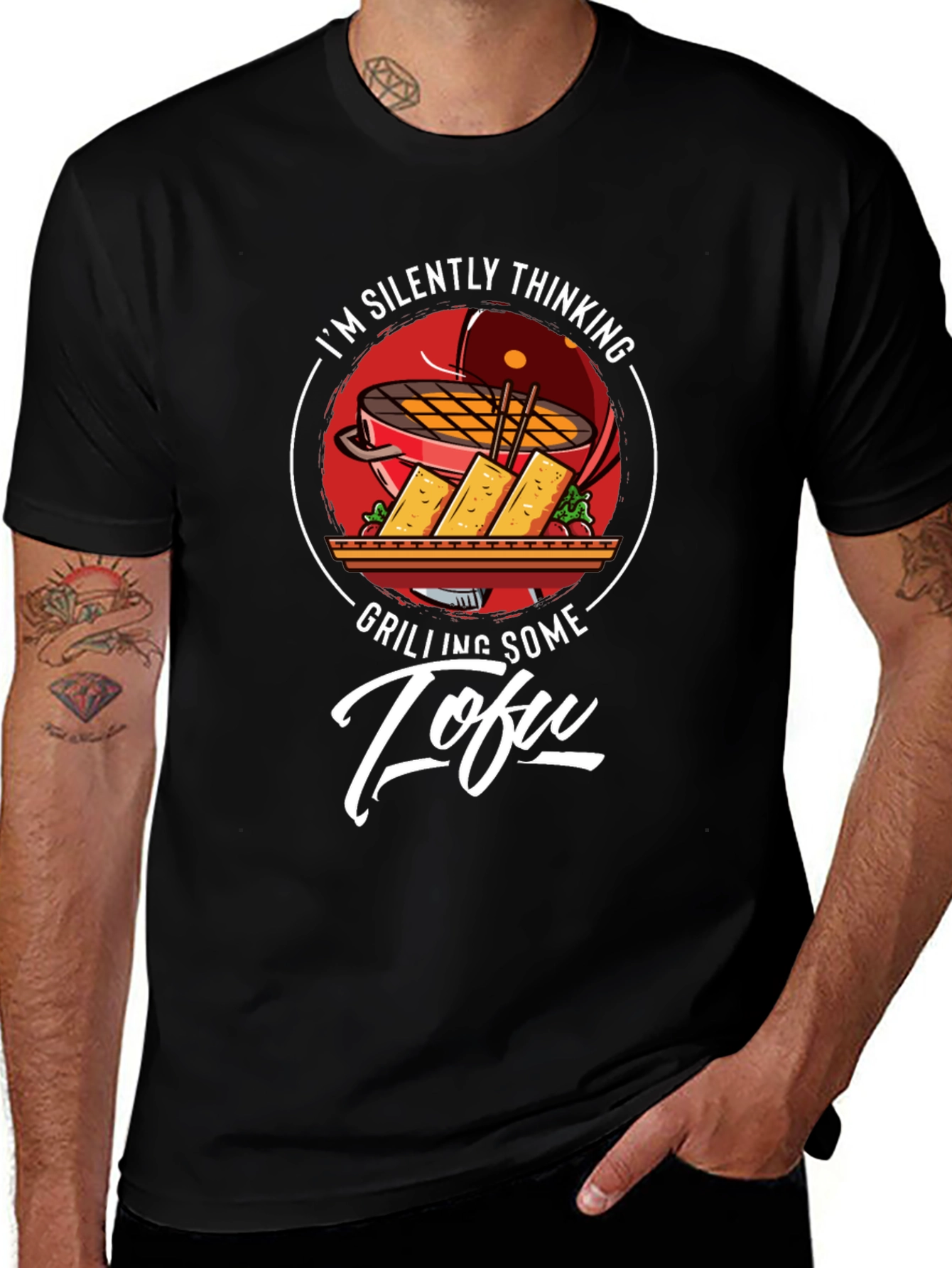 Grilling Tofu Graphic T-Shirt - Vegetarian BBQ