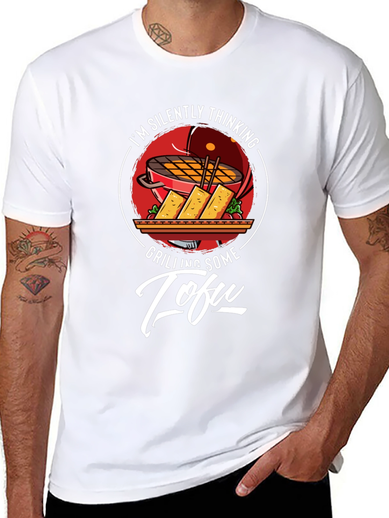 Grilling Tofu Graphic T-Shirt - Vegetarian BBQ