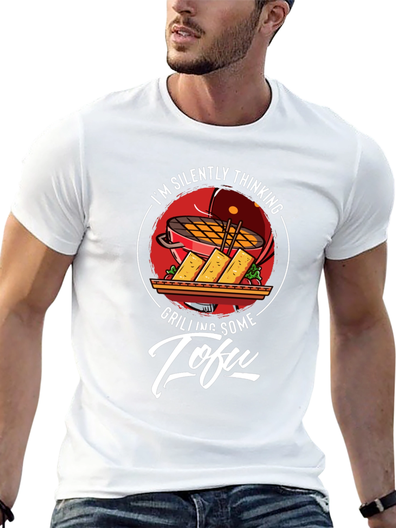 Grilling Tofu Graphic T-Shirt - Vegetarian BBQ