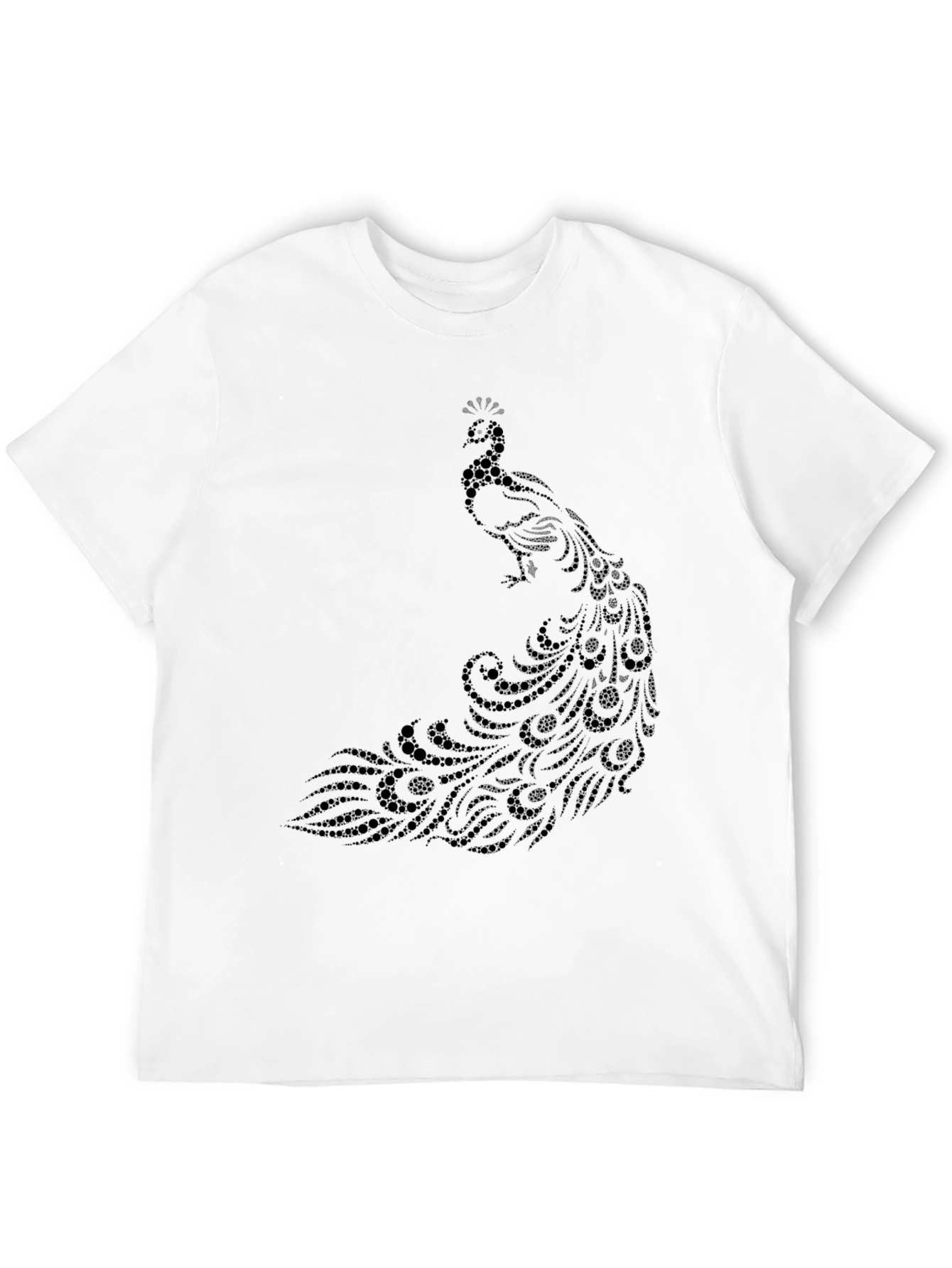 Elegant Black Peacock Graphic Tee - Stylish and Unique