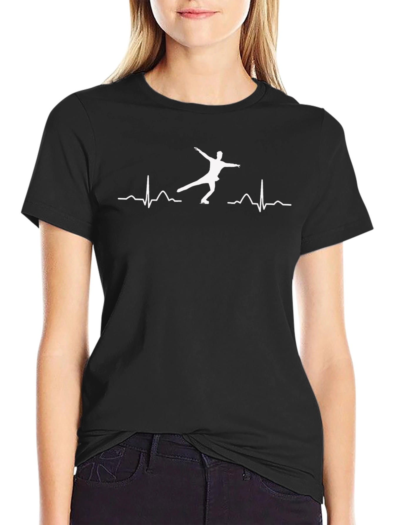 Ice Skating Heartbeat Graphic T-Shirt