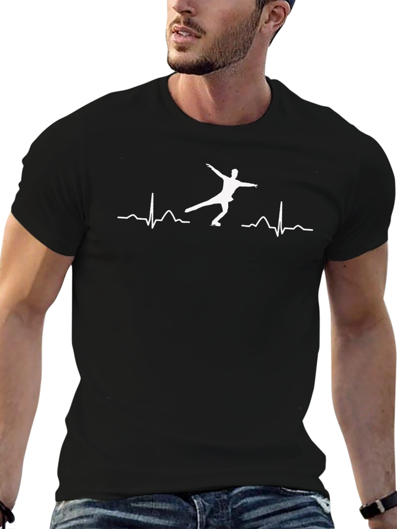 Ice Skating Heartbeat Graphic T-Shirt