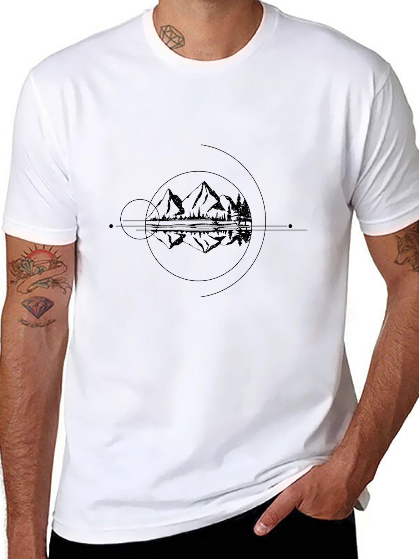 Geometric Mountain Reflection Tee