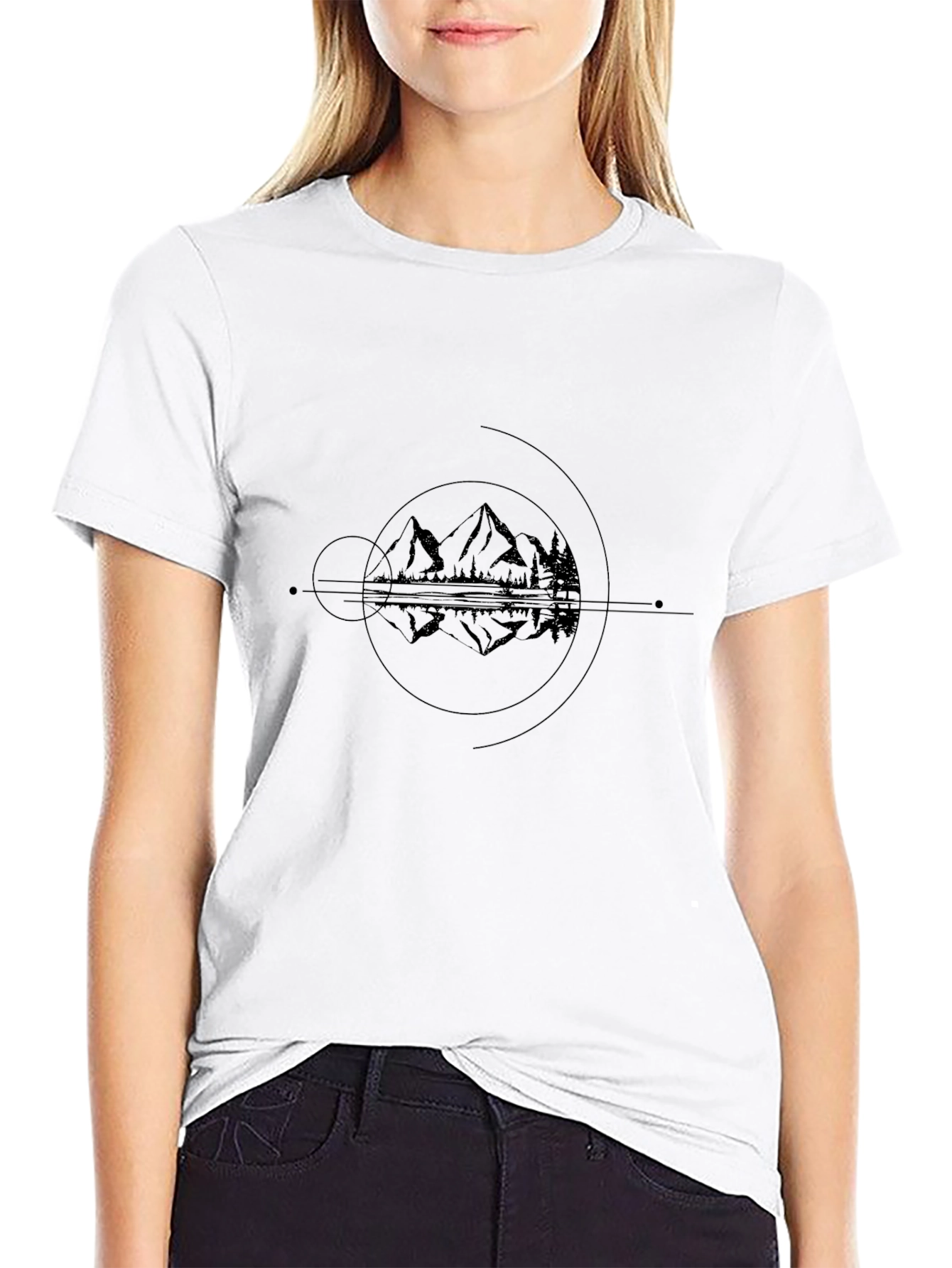 Geometric Mountain Reflection Tee