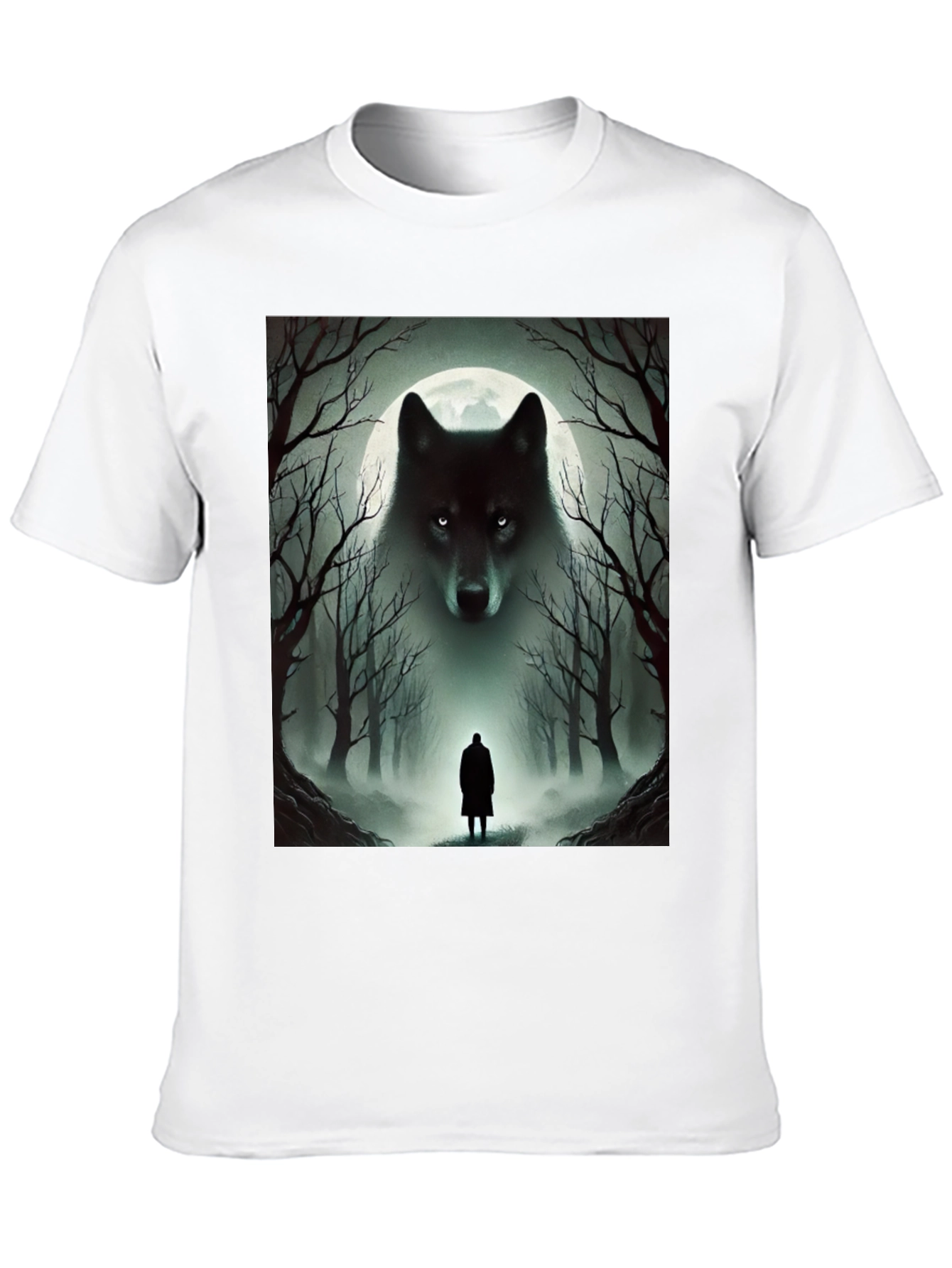 Wolf & Moon T-Shirt: Mystical Forest Design