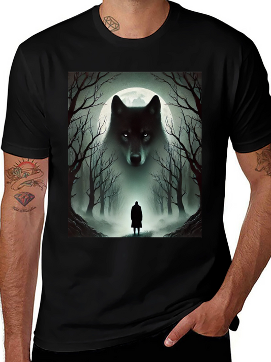 Wolf & Moon T-Shirt: Mystical Forest Design