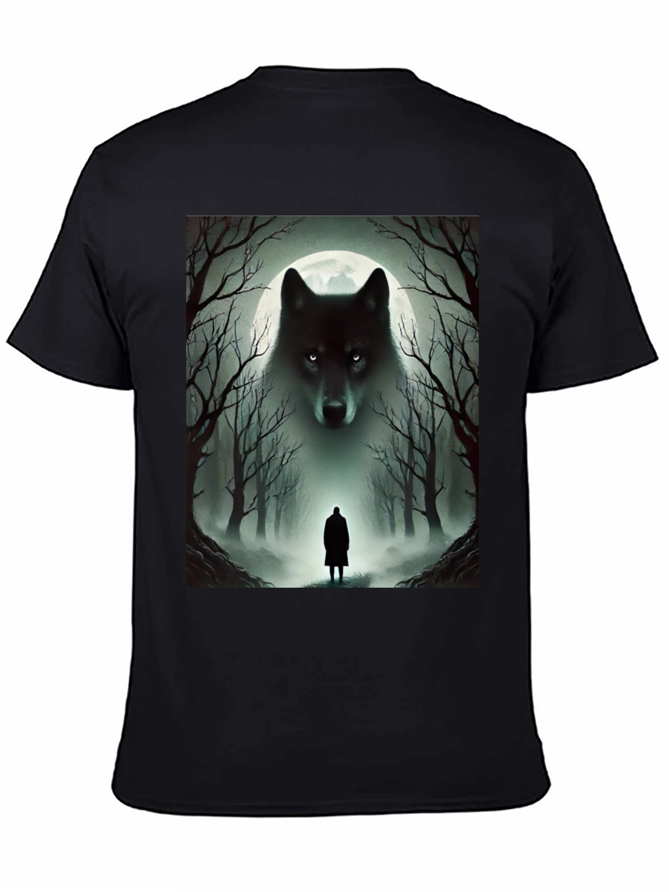 Wolf & Moon T-Shirt: Mystical Forest Design