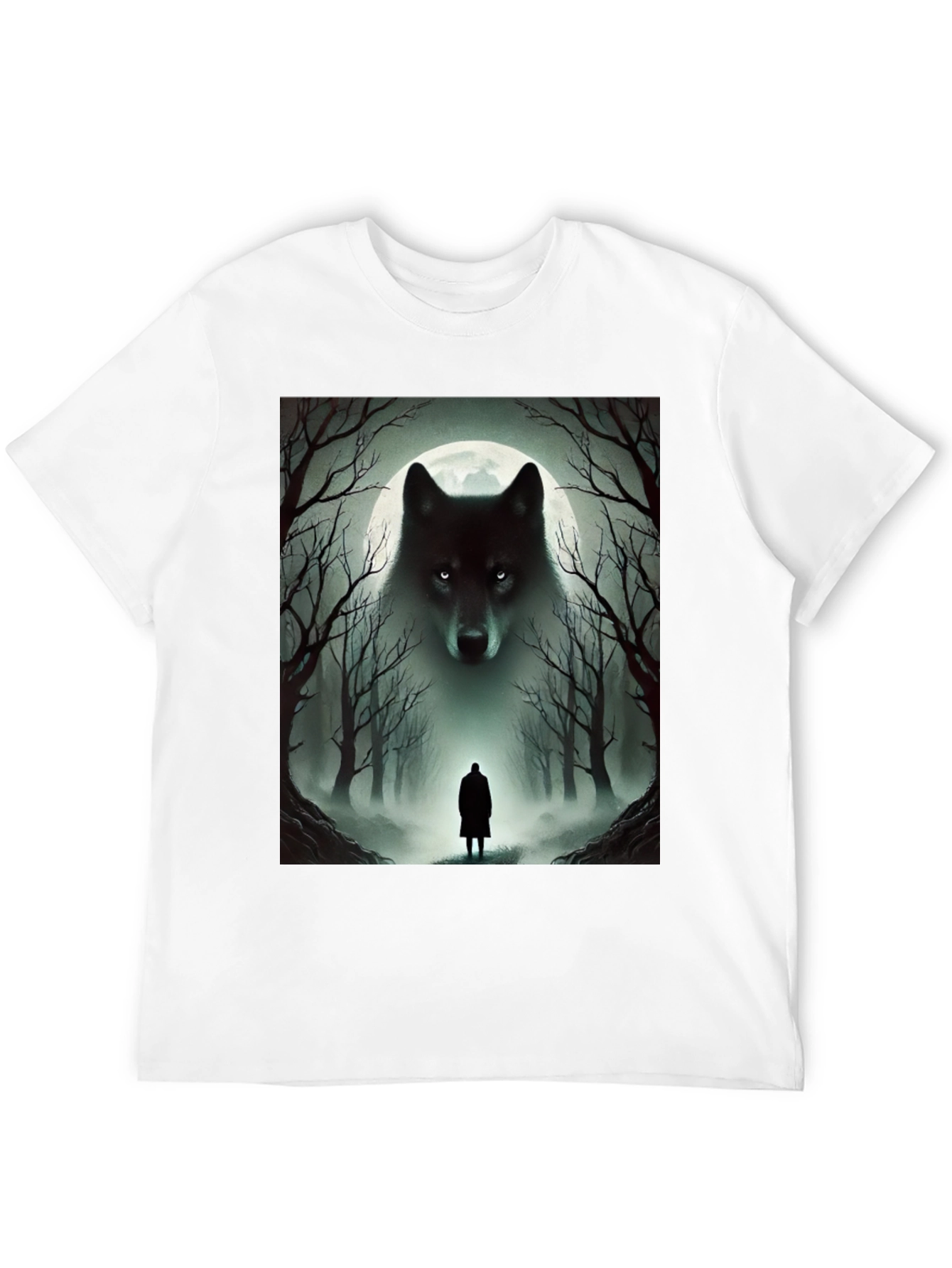 Wolf & Moon T-Shirt: Mystical Forest Design