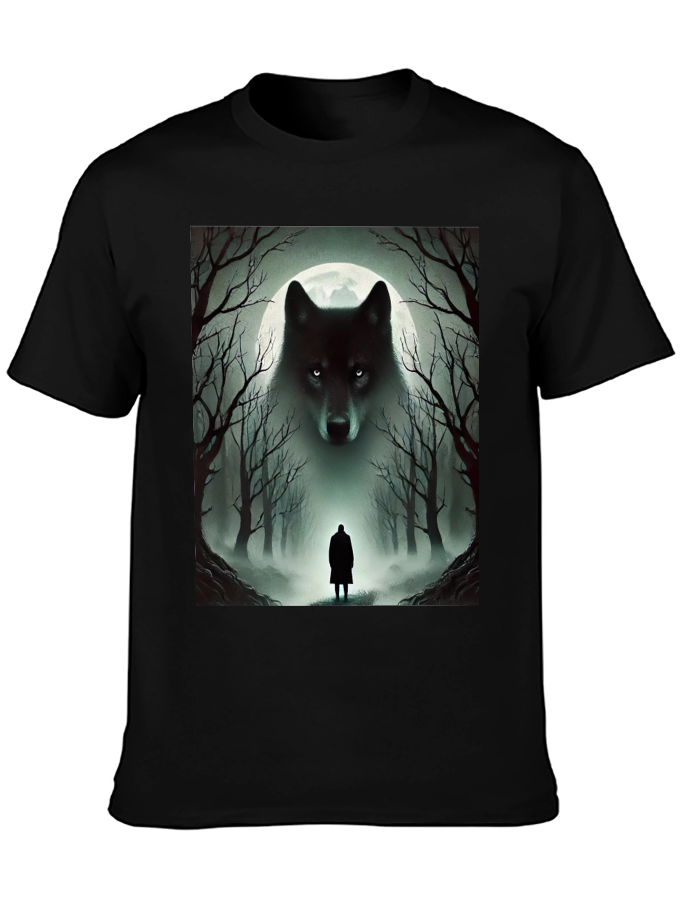 Wolf & Moon T-Shirt: Mystical Forest Design