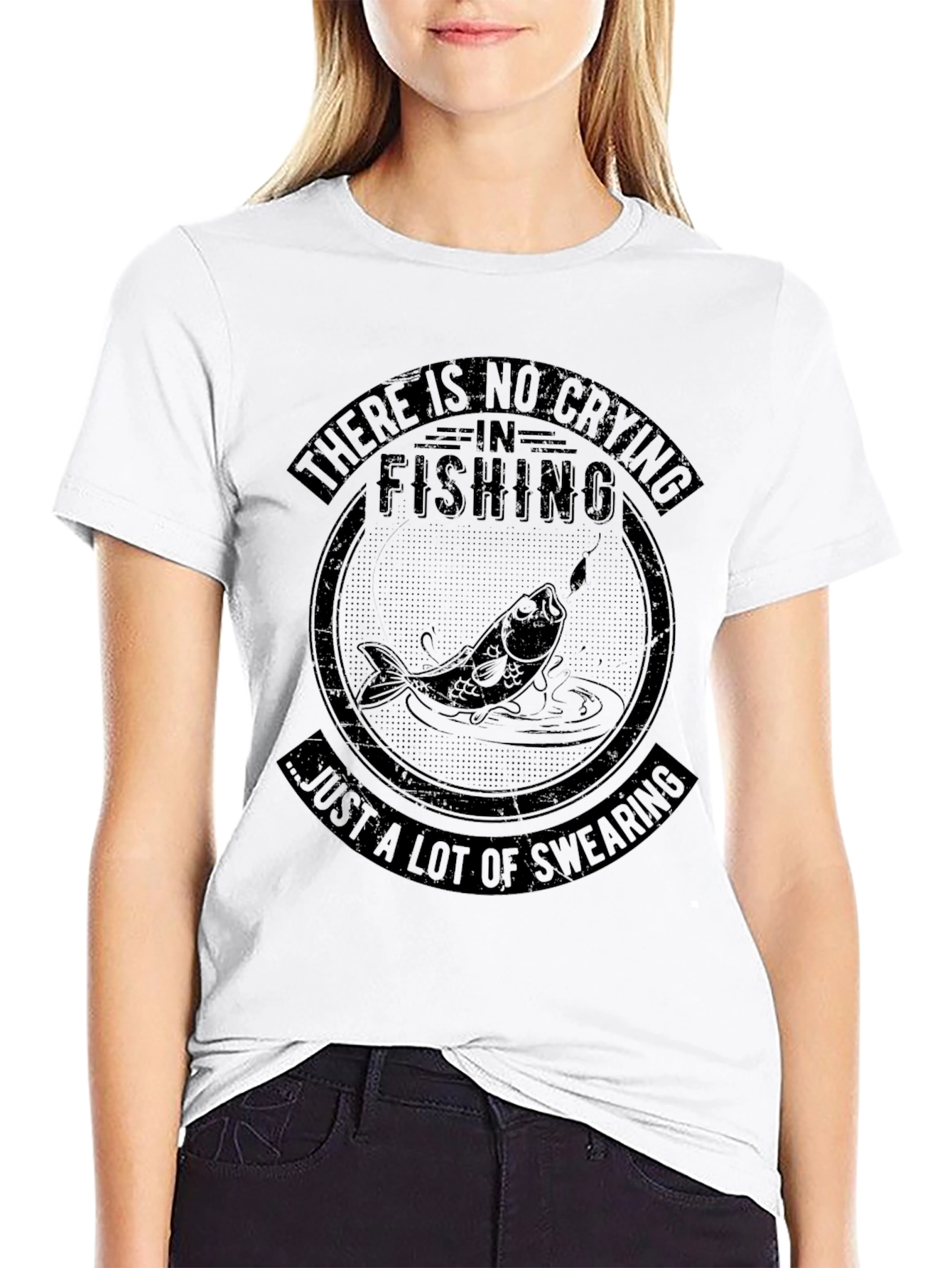 Fishing Humor T-Shirt - No Crying Just Swearing