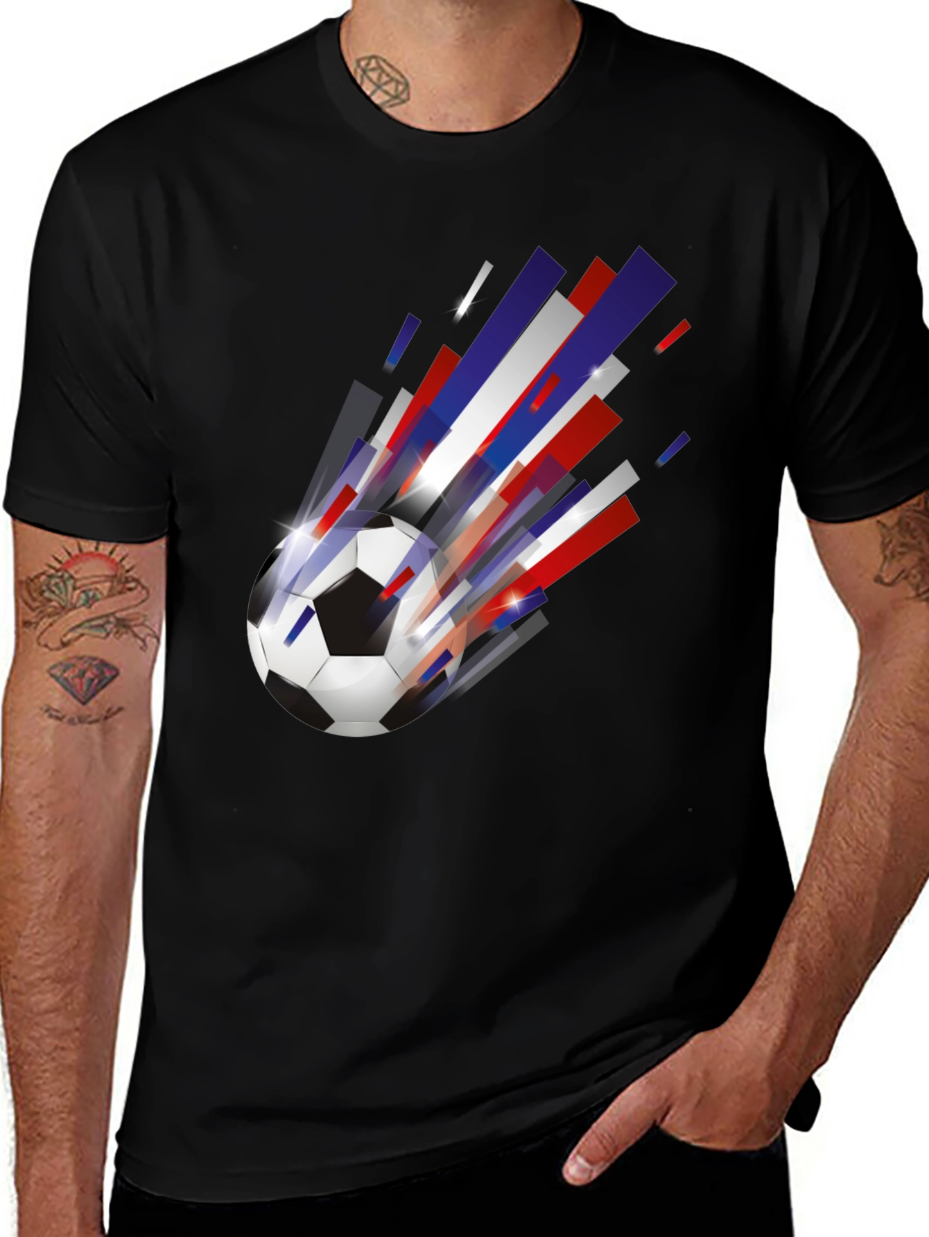 Mens Black Soccer Ball Graphic Tee