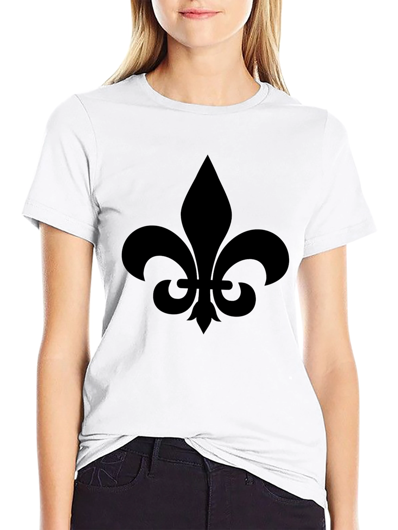Fleur-de-lis Graphic Tee - Black Casual Style