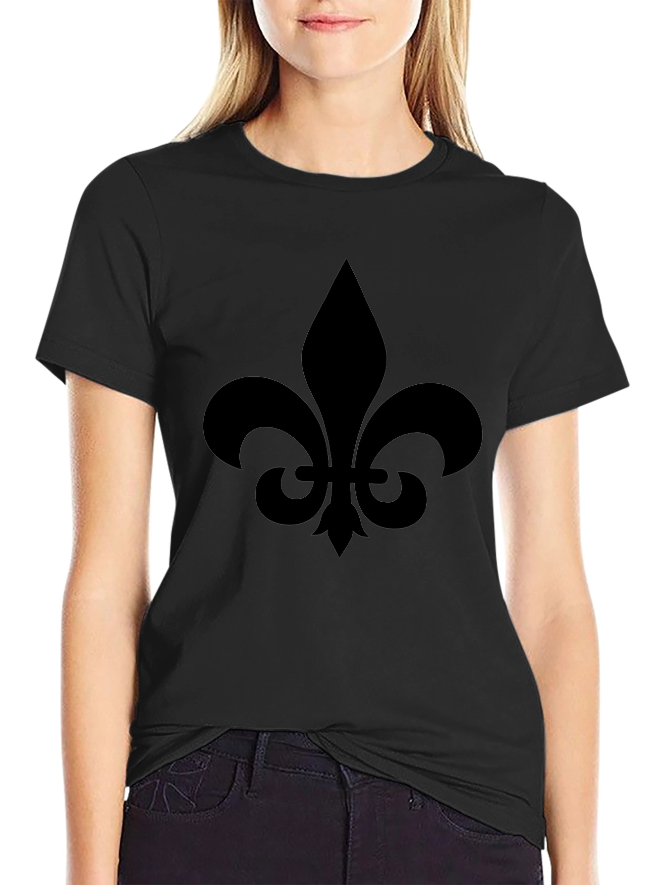 Fleur-de-lis Graphic Tee - Black Casual Style