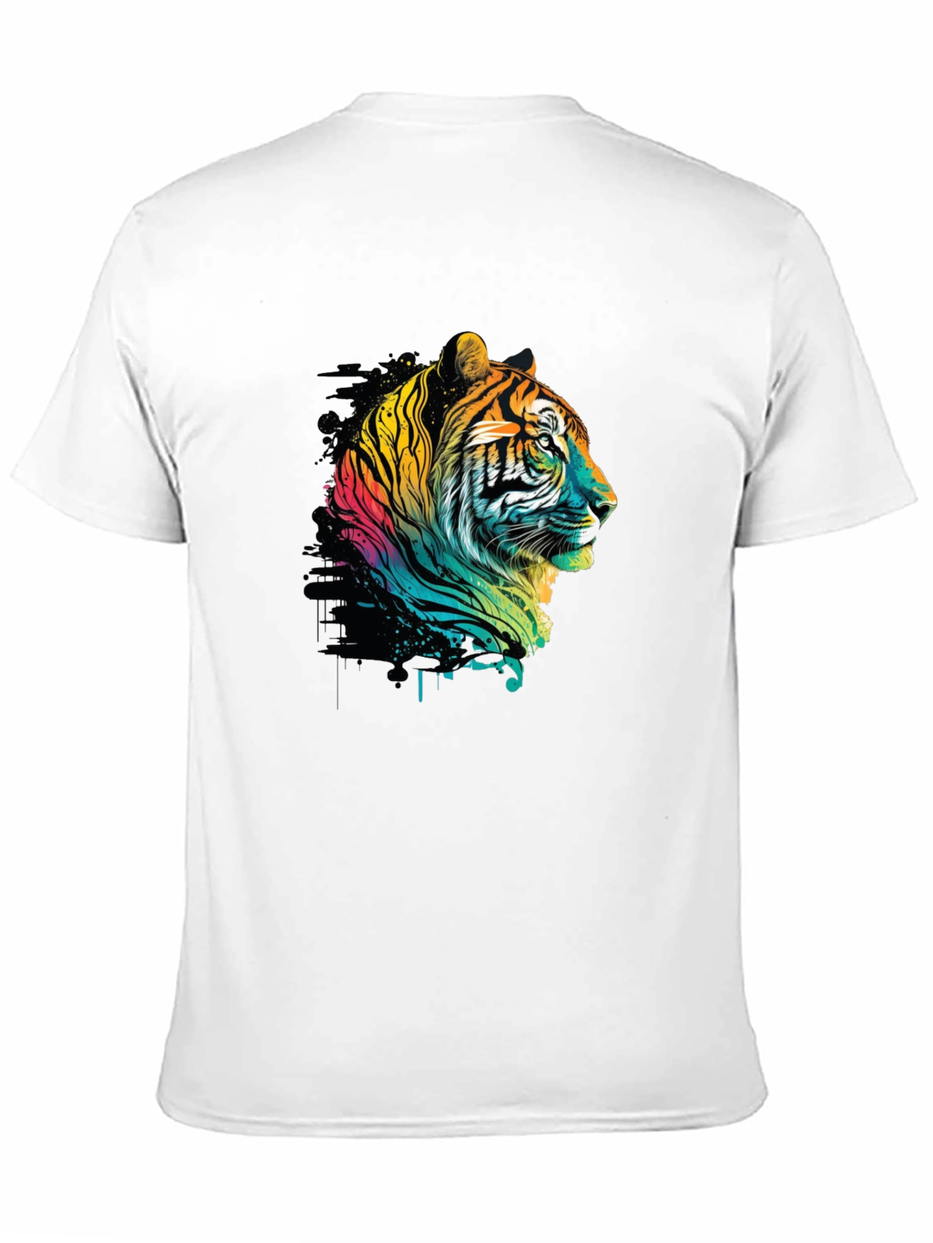 Vibrant Tiger Graphic Tee - Stylish Mens Black T-Shirt