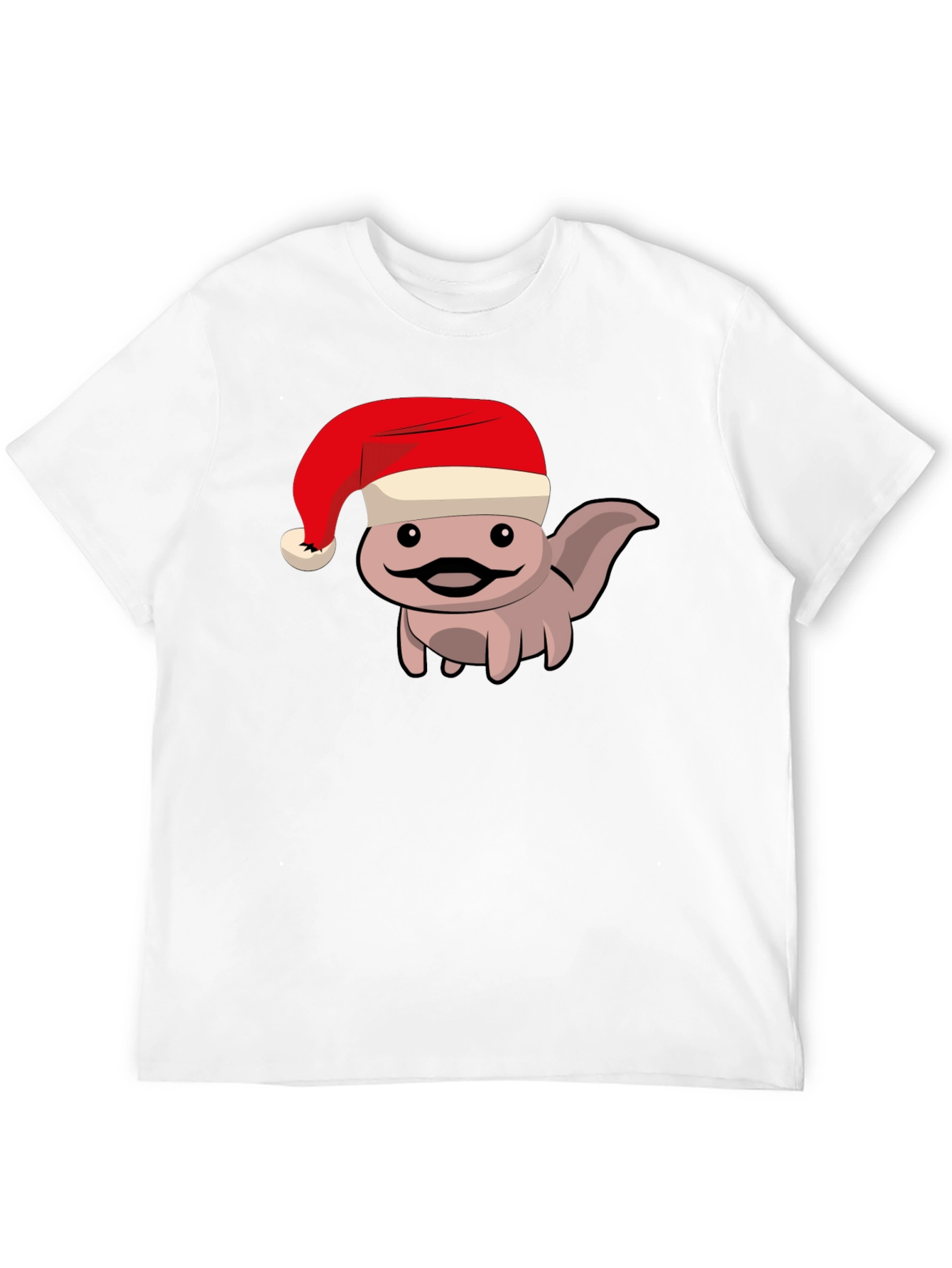 Axolotl in Santa Hat Black T-Shirt