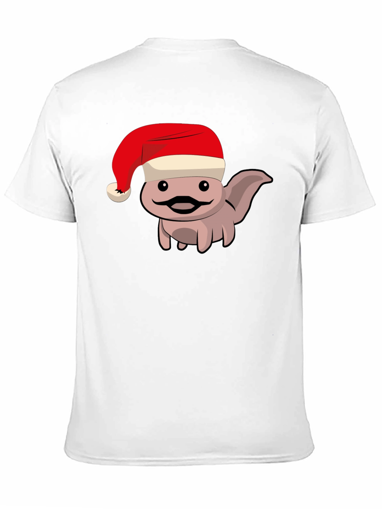 Axolotl in Santa Hat Black T-Shirt