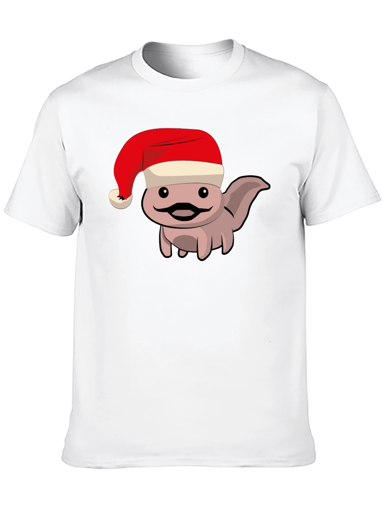Axolotl in Santa Hat Black T-Shirt