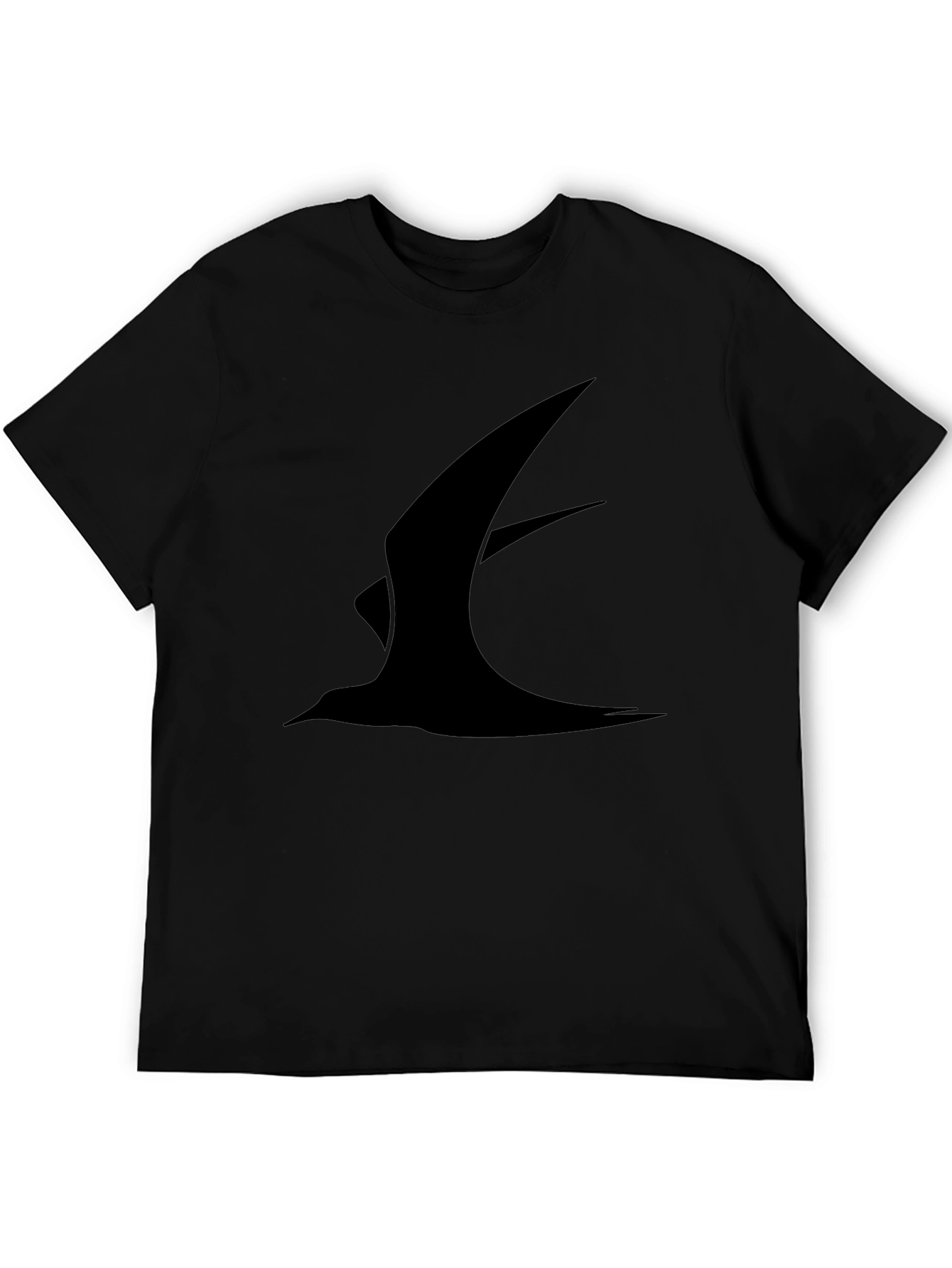 Black Graphic Tee - Minimalist Bird Design