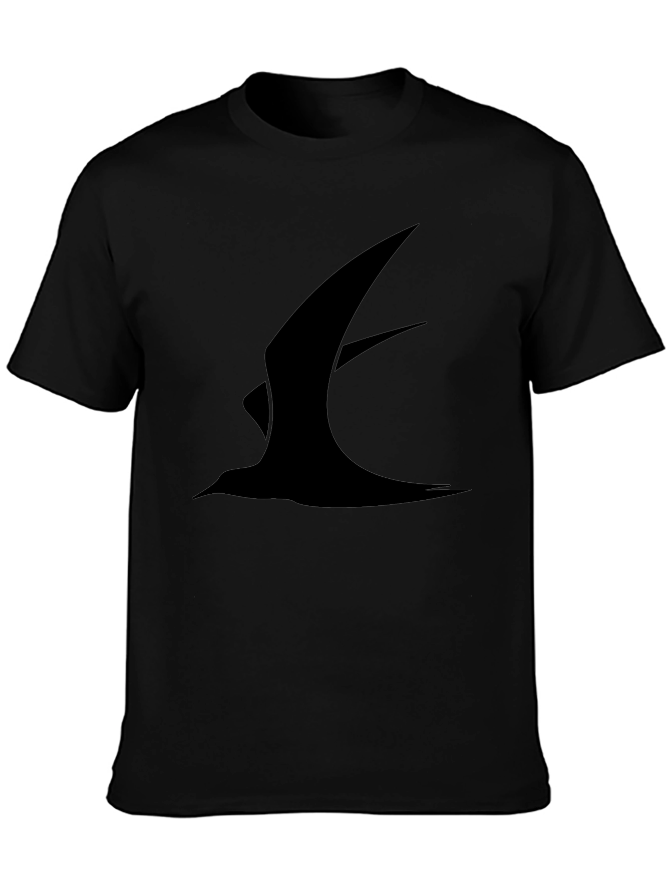Black Graphic Tee - Minimalist Bird Design