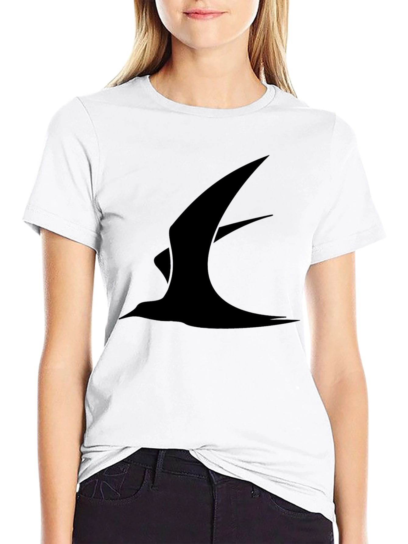 Black Graphic Tee - Minimalist Bird Design