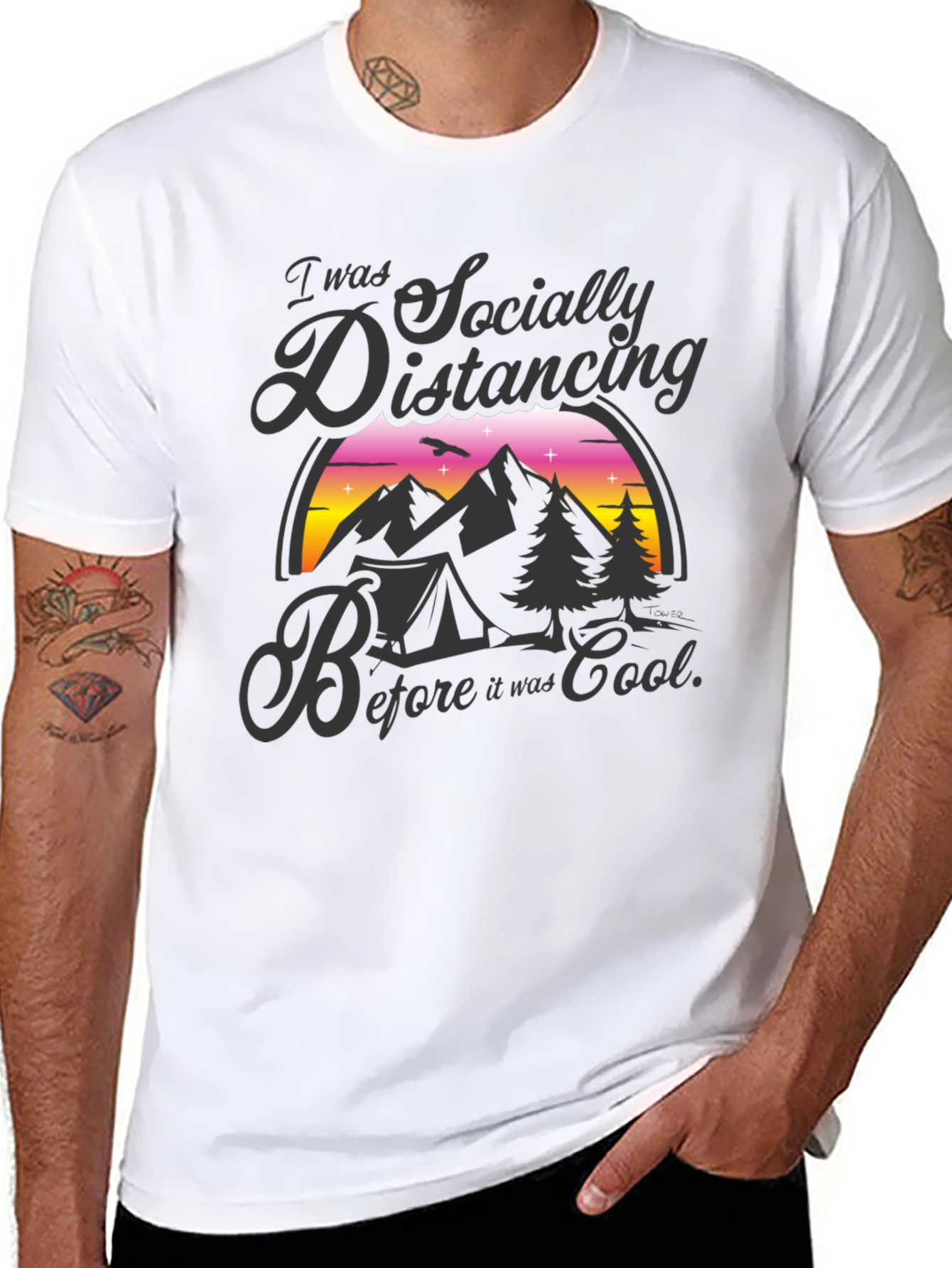 Socially Distancing Camping T-Shirt - Black