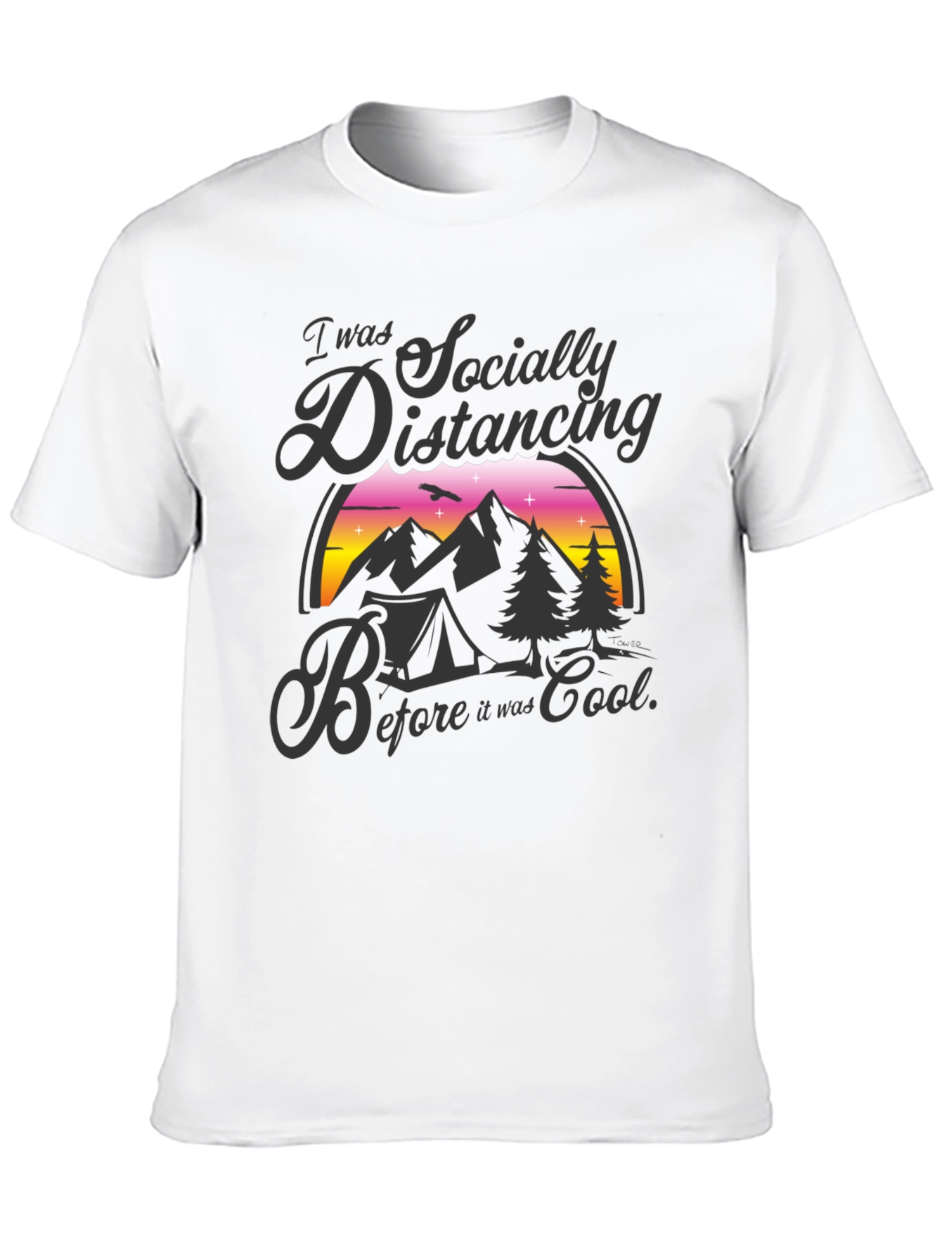 Socially Distancing Camping T-Shirt - Black
