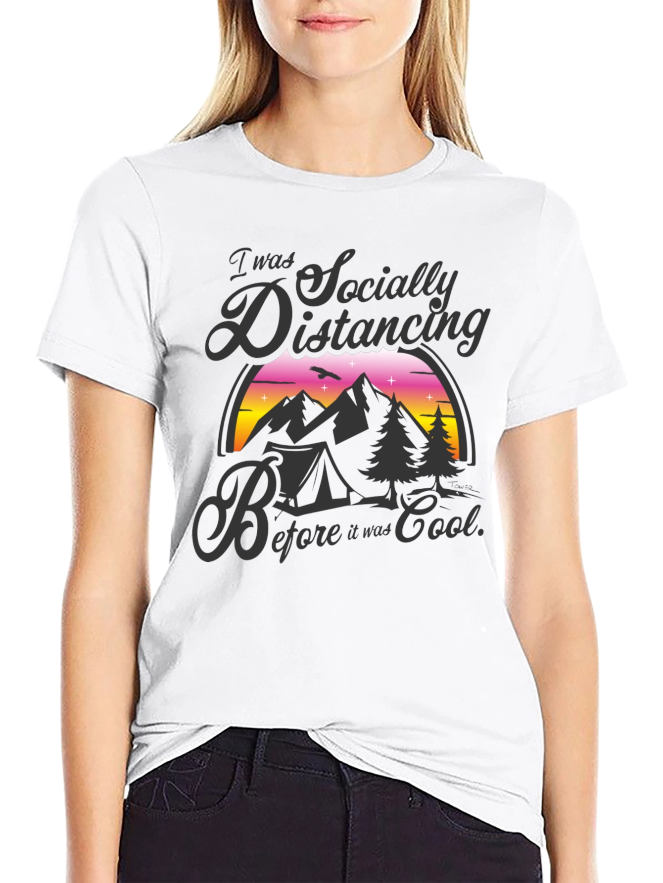 Socially Distancing Camping T-Shirt - Black