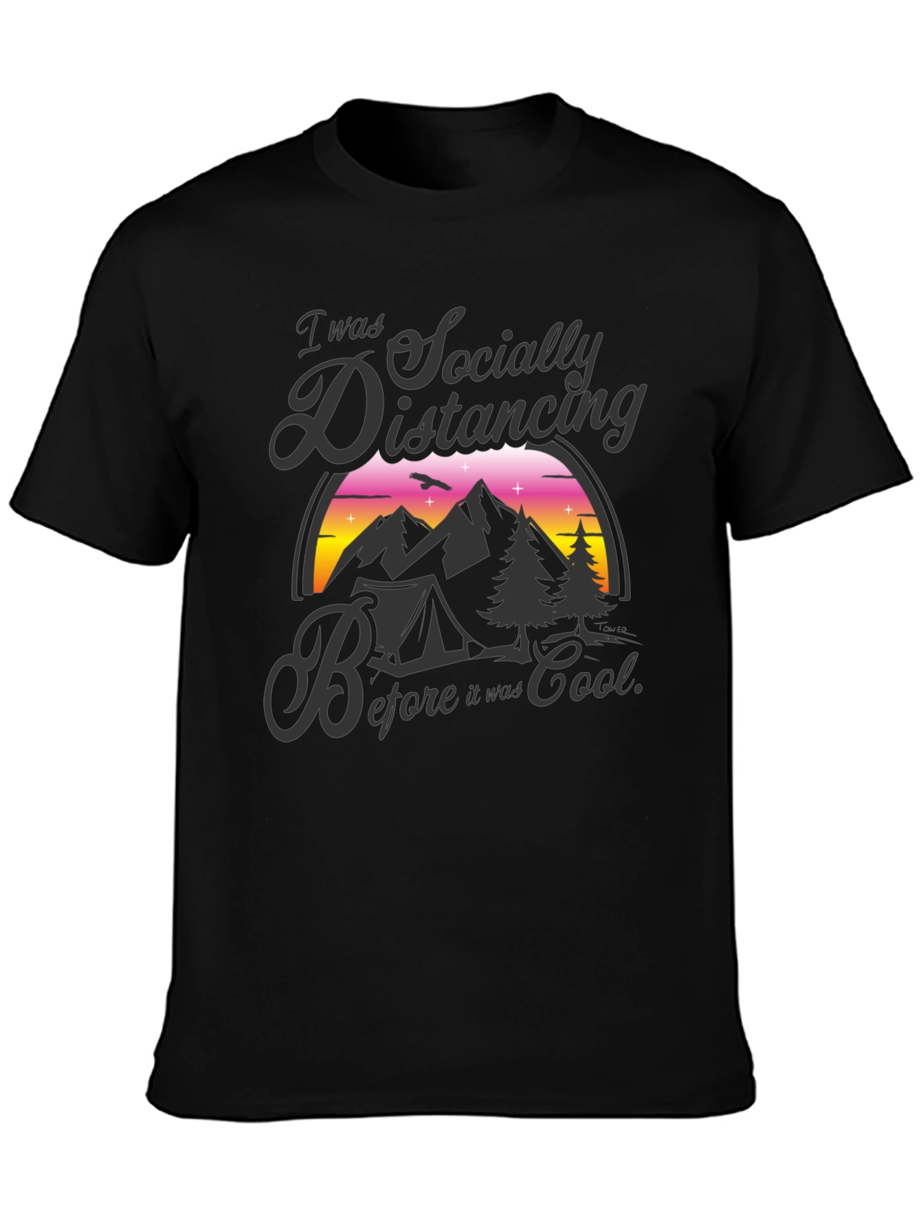 Socially Distancing Camping T-Shirt - Black