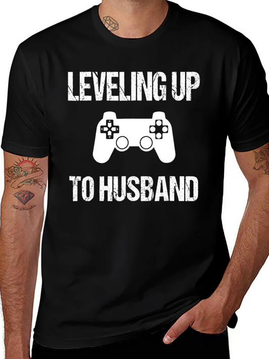 Leveling Up To Husband T-Shirt Gaming Groom Gift