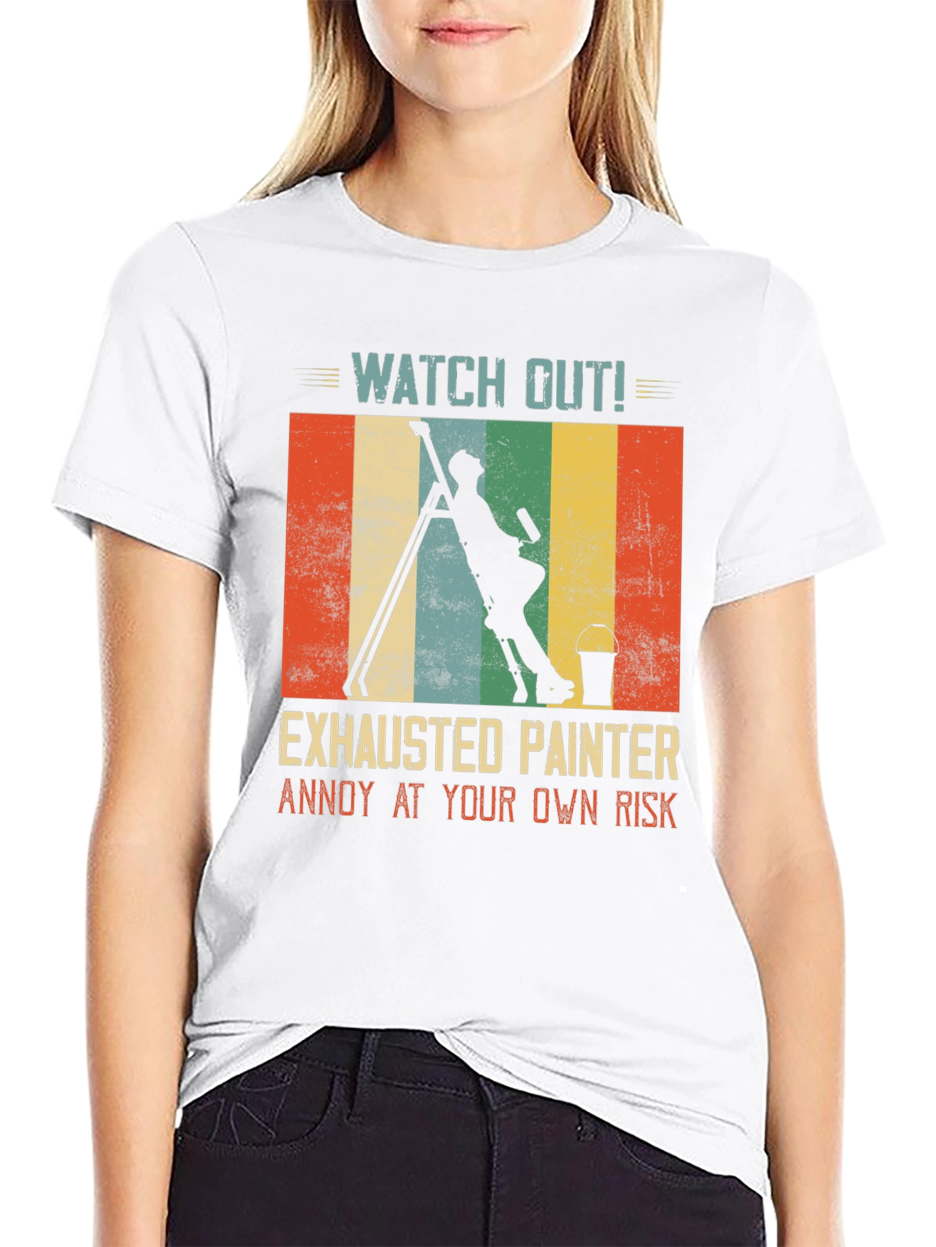 Exhausted Painter T-Shirt: Funny Painting Crew Apparel