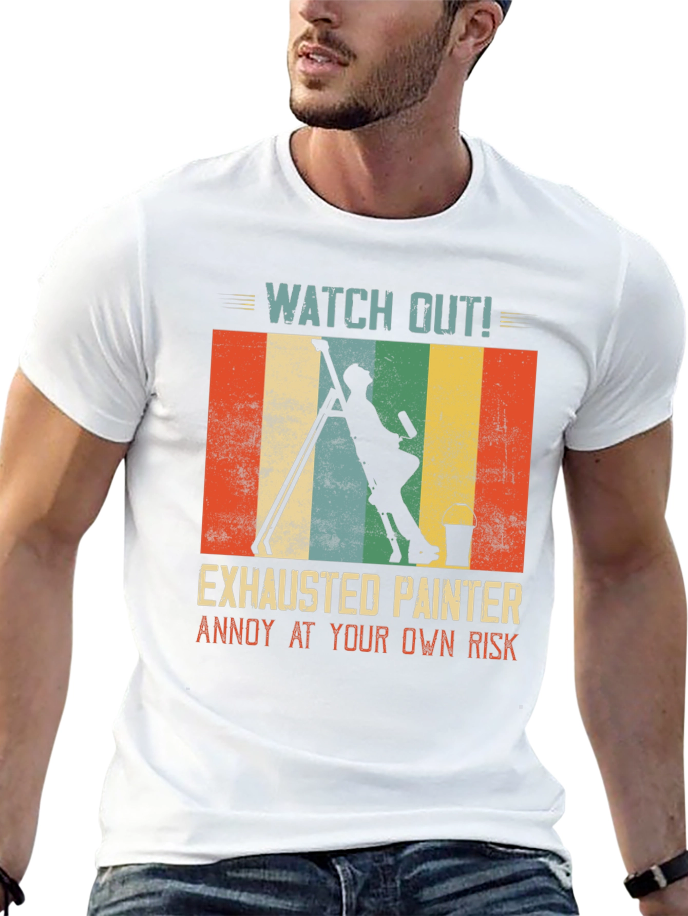 Exhausted Painter T-Shirt: Funny Painting Crew Apparel