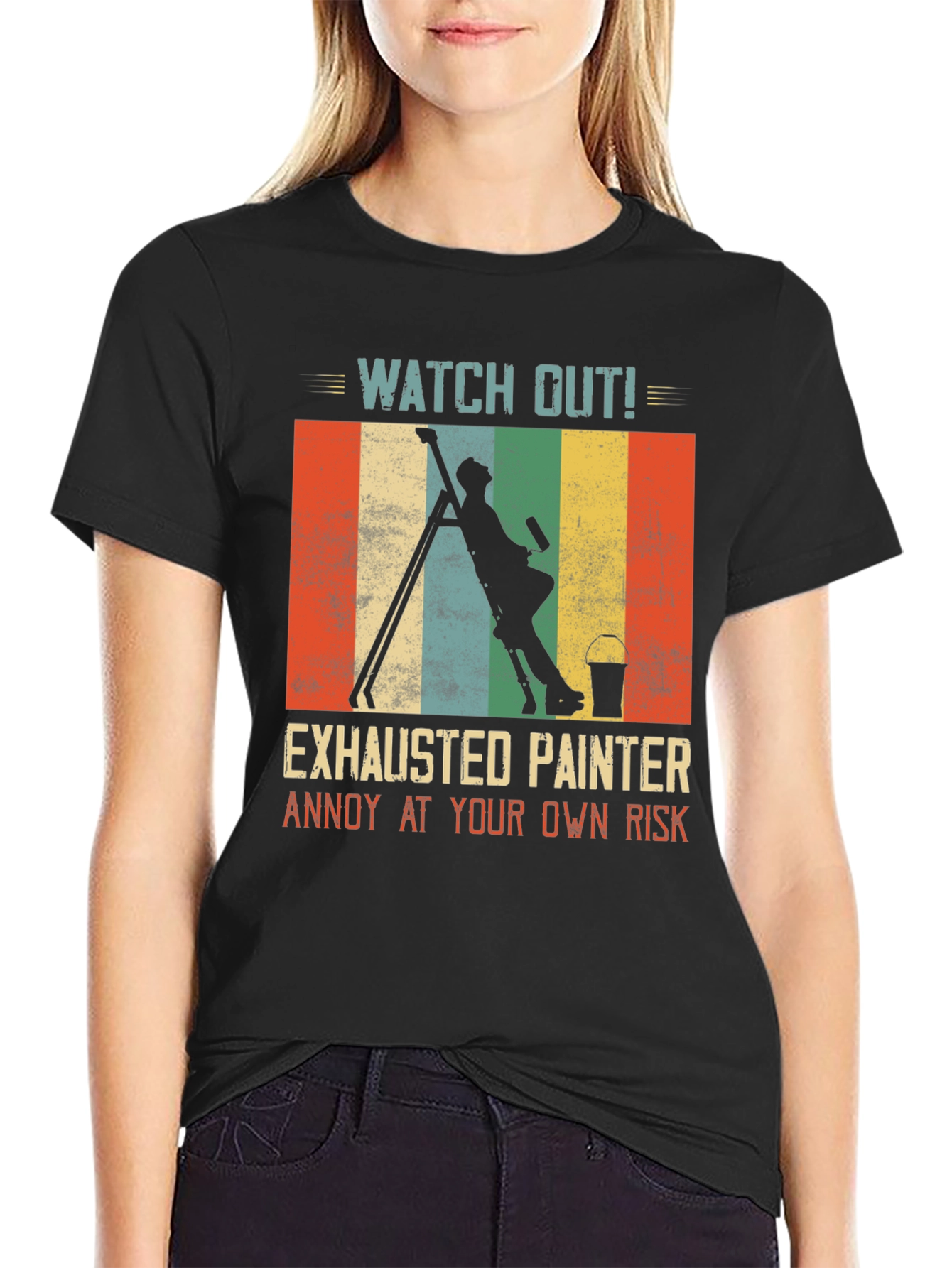 Exhausted Painter T-Shirt: Funny Painting Crew Apparel