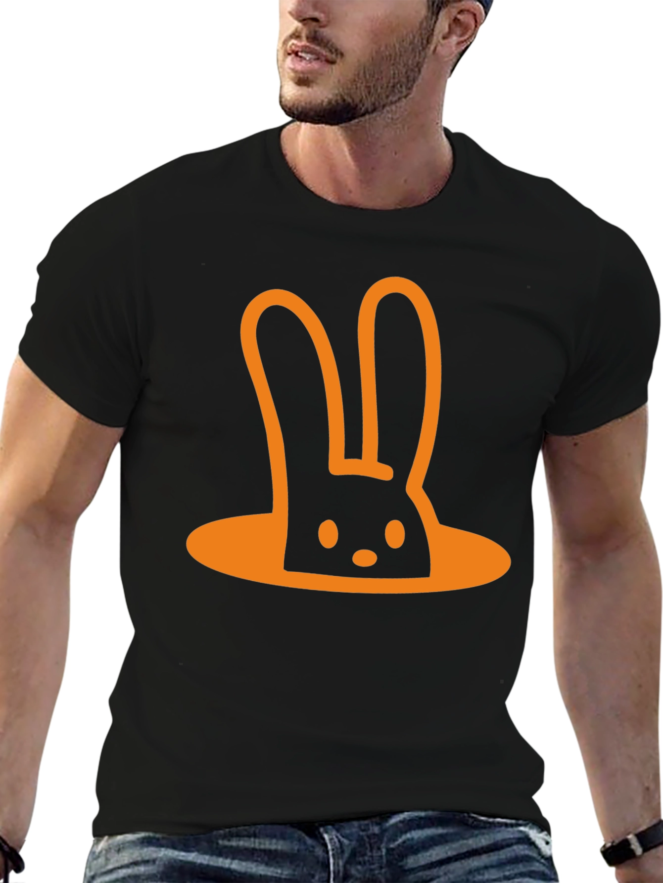 Funny Rabbit Hole T-Shirt - Black Cotton Tee