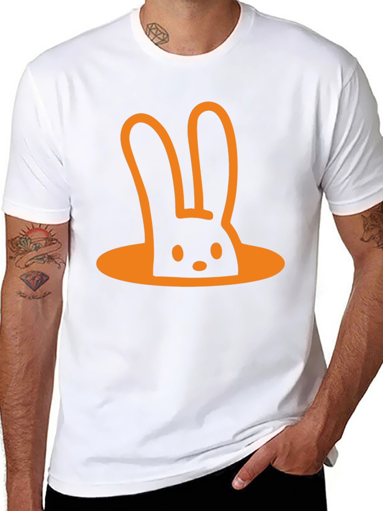 Funny Rabbit Hole T-Shirt - Black Cotton Tee