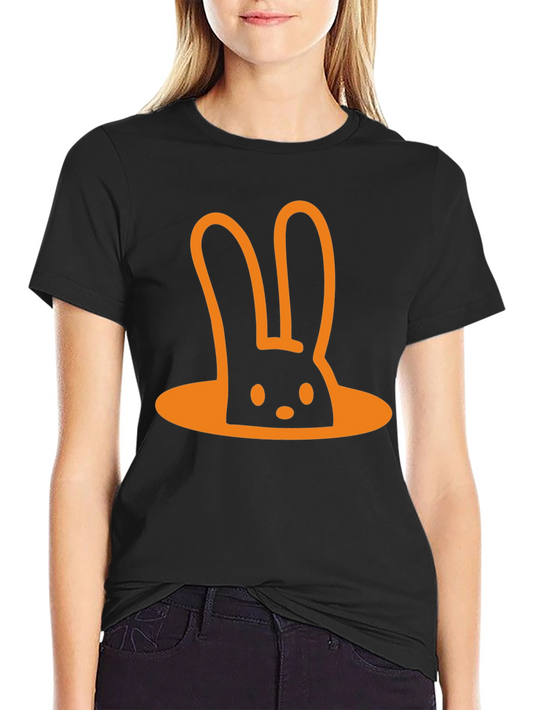 Funny Rabbit Hole T-Shirt - Black Cotton Tee