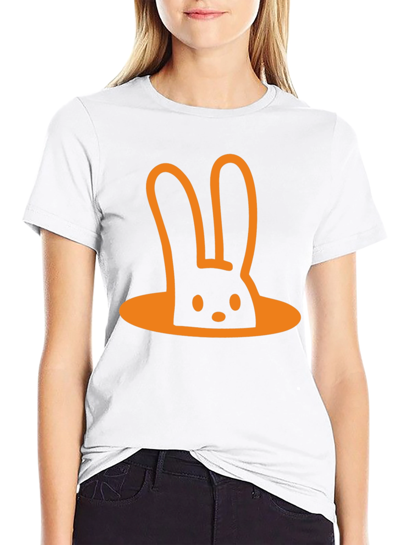 Funny Rabbit Hole T-Shirt - Black Cotton Tee