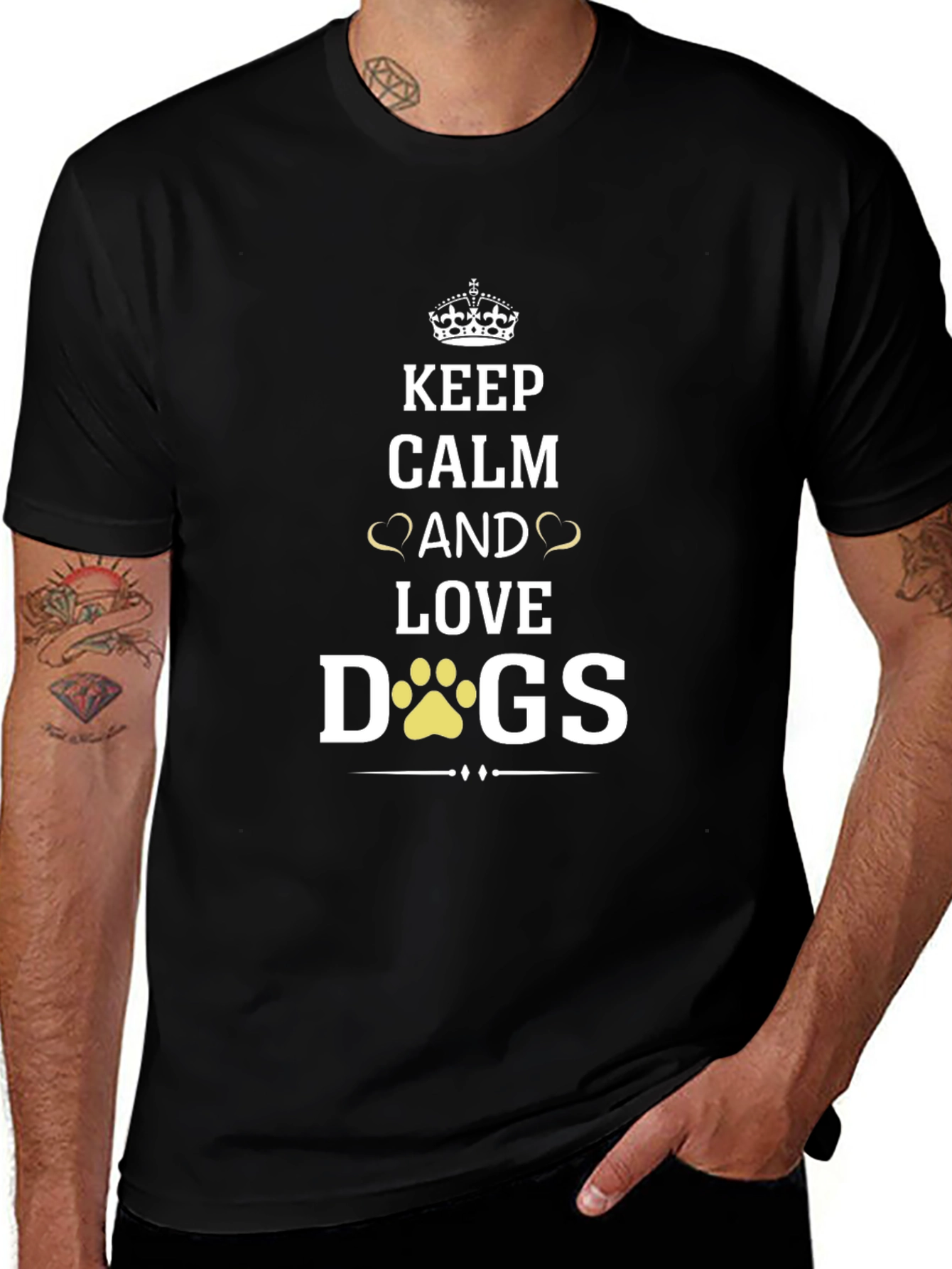 Keep Calm and Love Dogs T-Shirt - Black