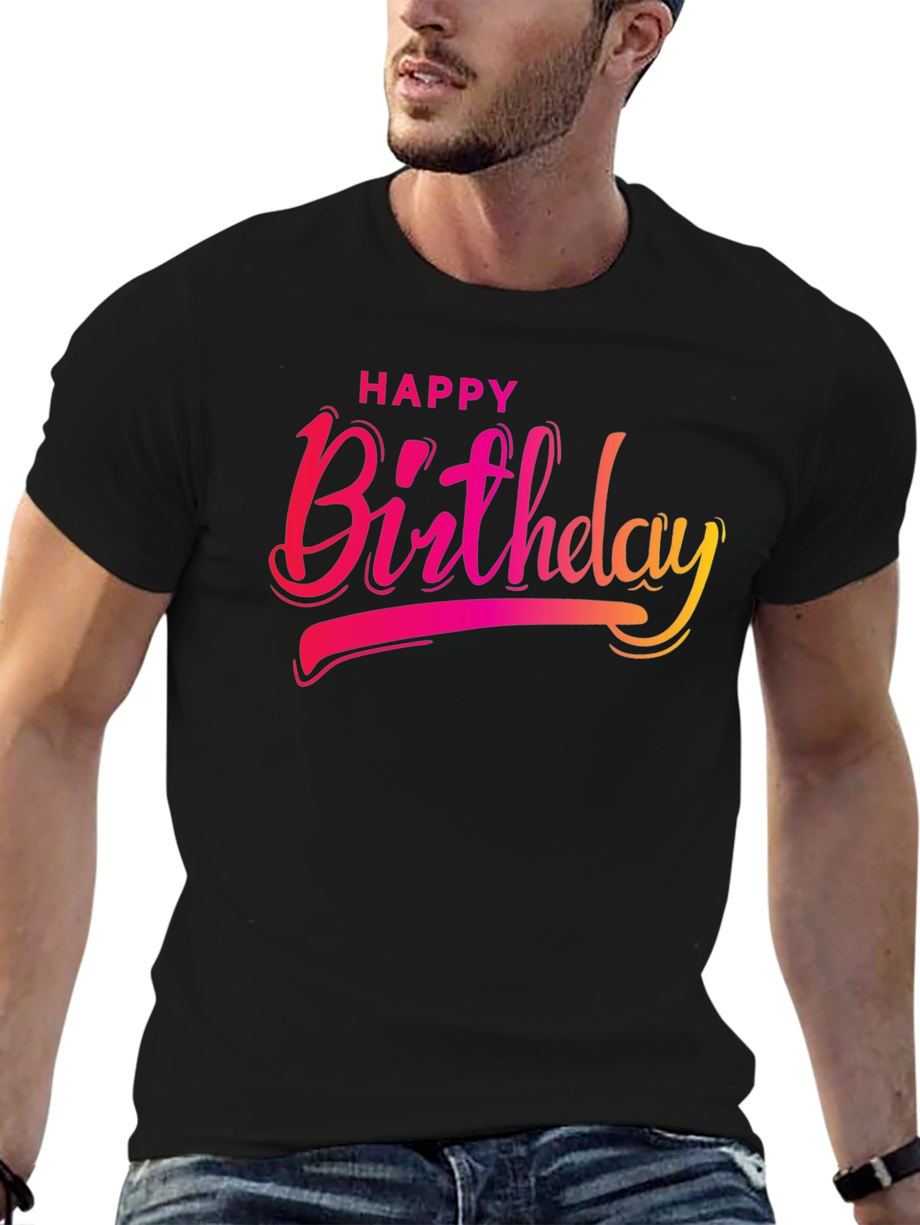 Happy Birthday Graphic Black T-Shirt