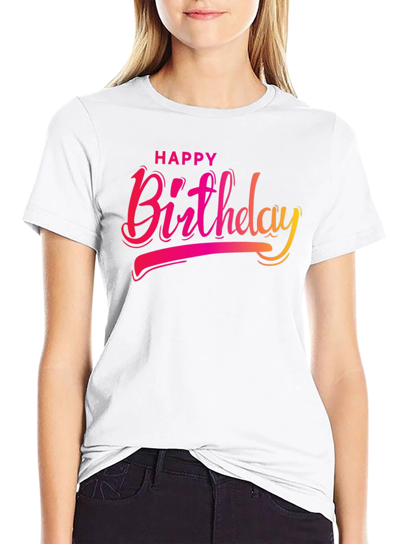 Happy Birthday Graphic Black T-Shirt