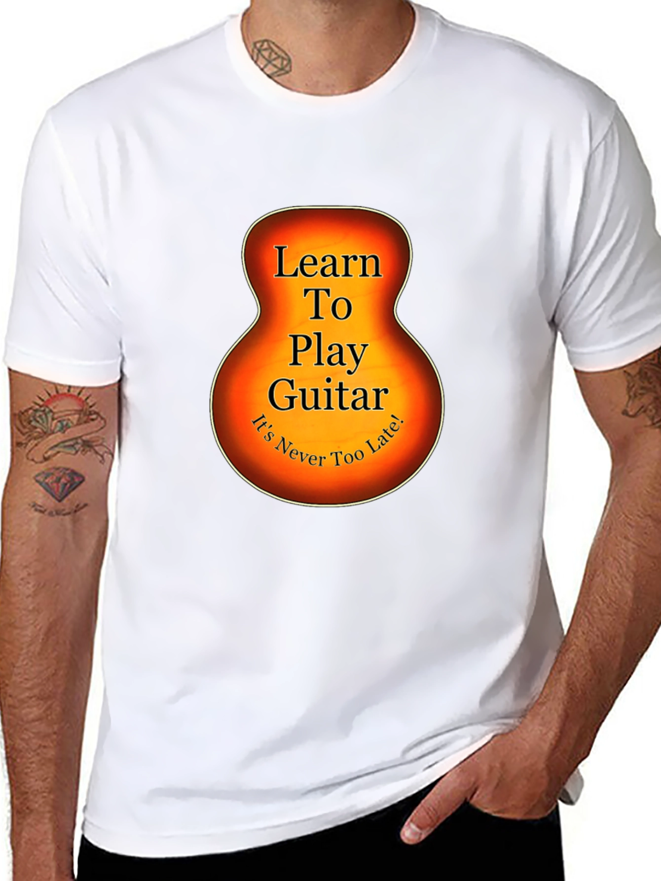 Learn Guitar Tee - Guitar Silhouette Graphic T-Shirt