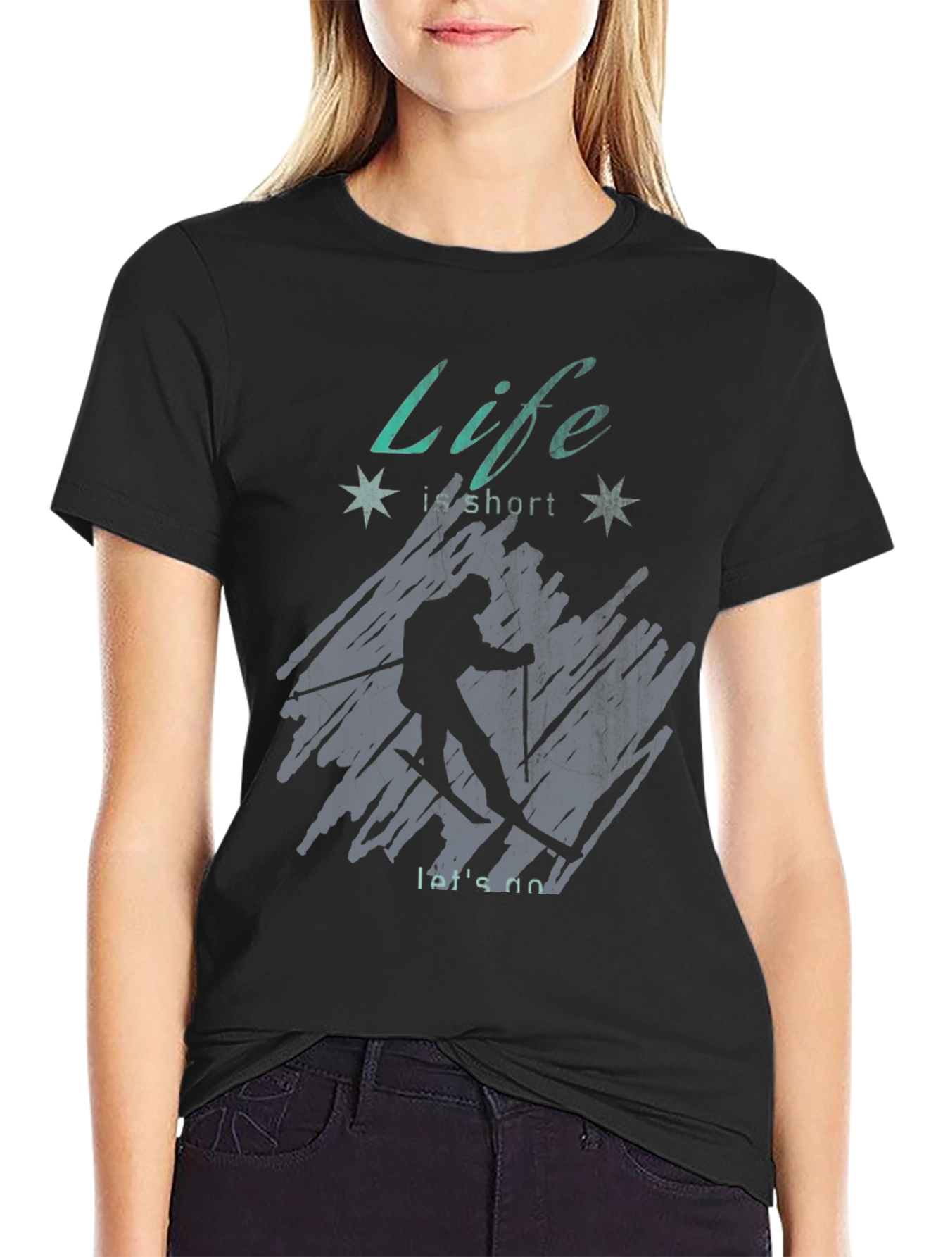 Life is Short Skiing T-Shirt - Adventure Ready
